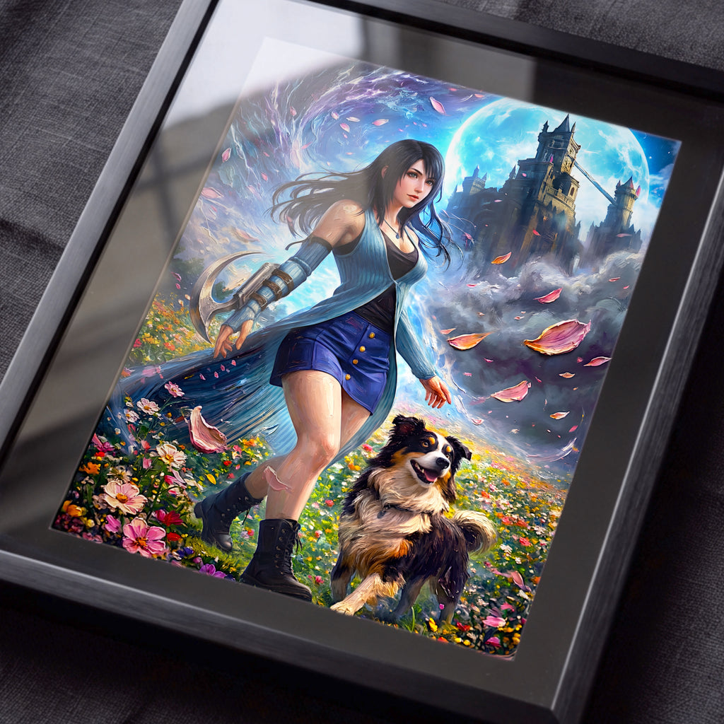Rinoa Heartilly Art Print – Flower Field Tribute | Final Fantasy VIII Remastered JRPG Wall Art
