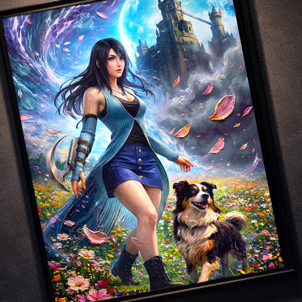 Rinoa Heartilly Art Print – Flower Field Tribute | Final Fantasy VIII Remastered JRPG Wall Art