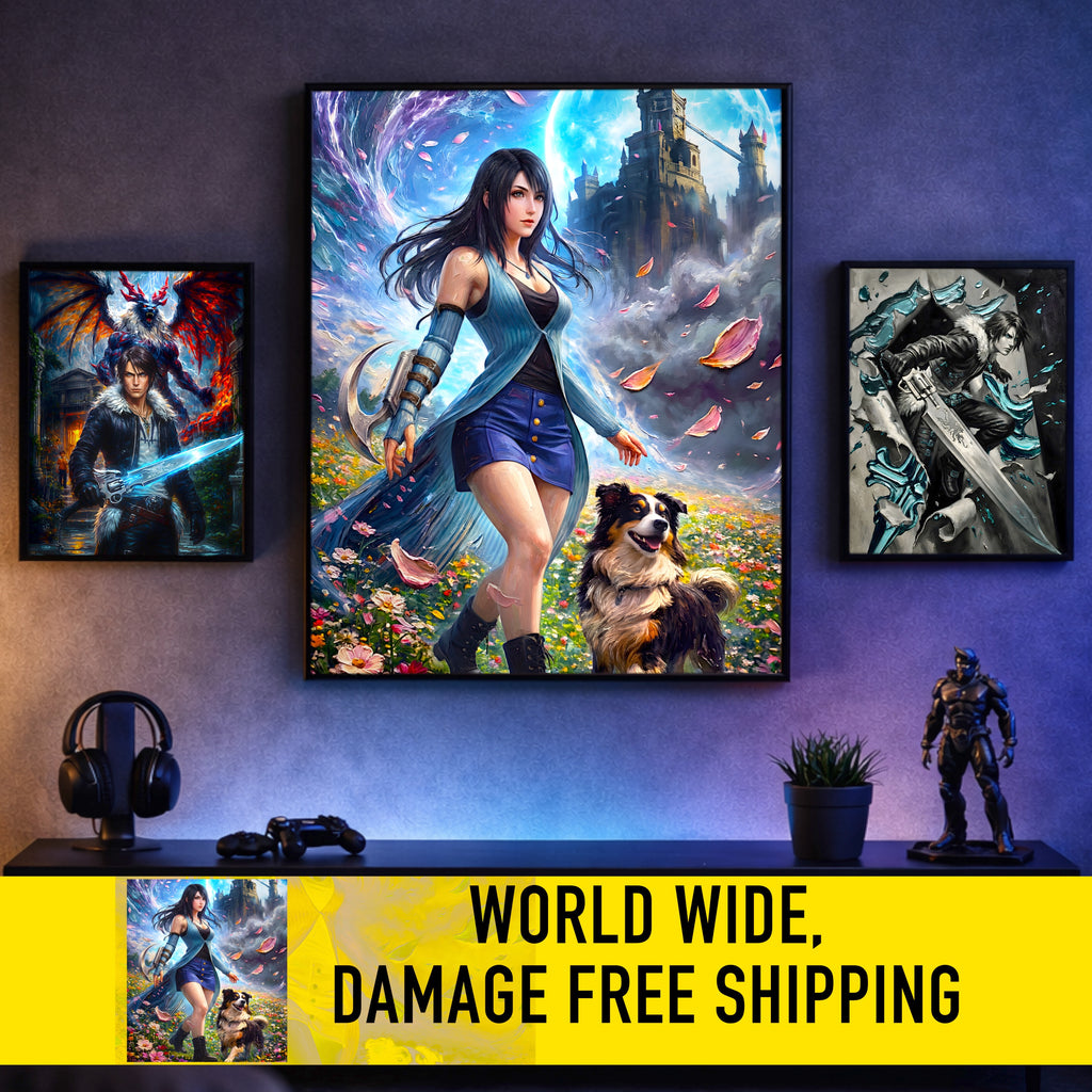 Rinoa Heartilly Art Print – Flower Field Tribute | Final Fantasy VIII Remastered JRPG Wall Art
