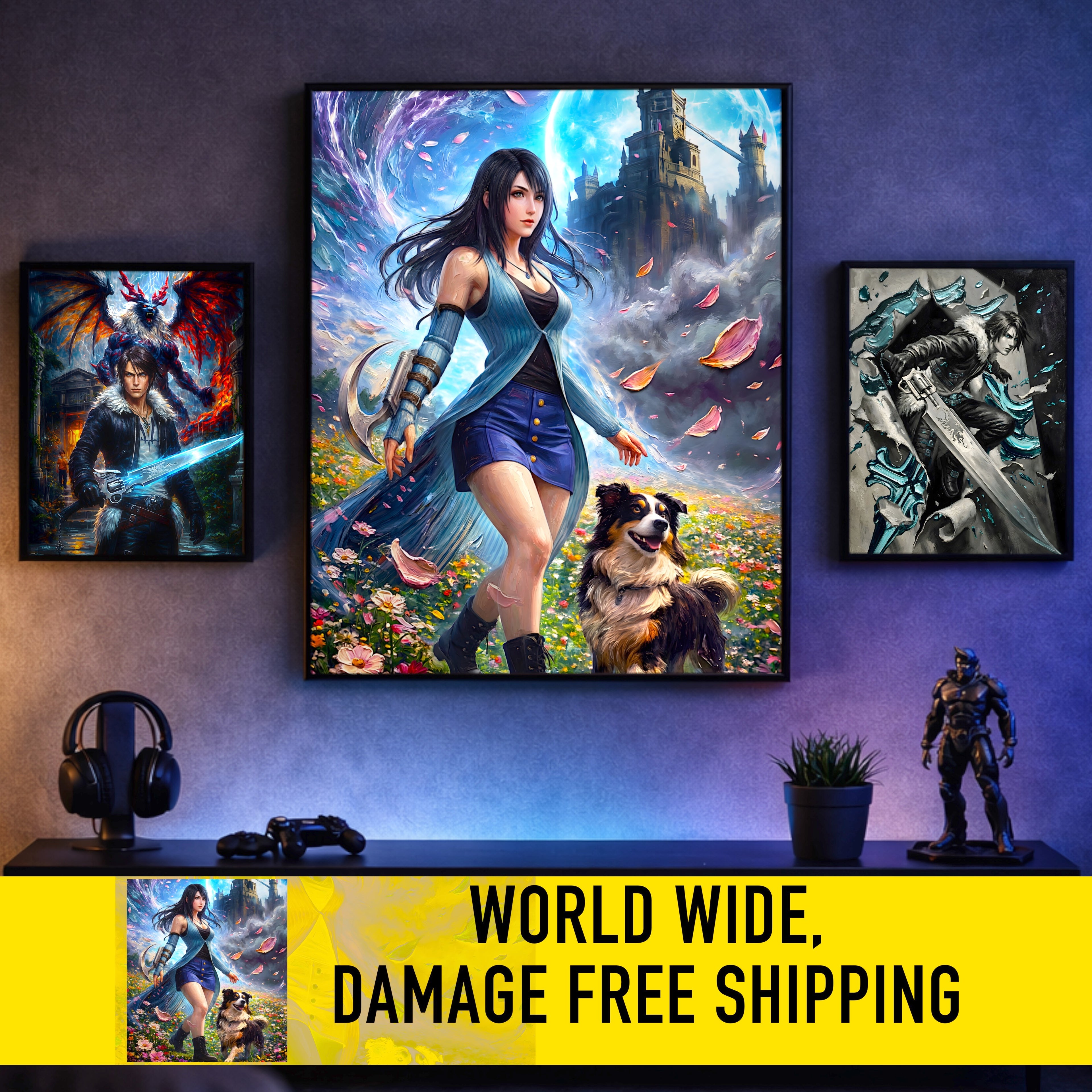 Rinoa Heartilly Art Print – Flower Field Tribute | Final Fantasy VIII Remastered JRPG Wall Art