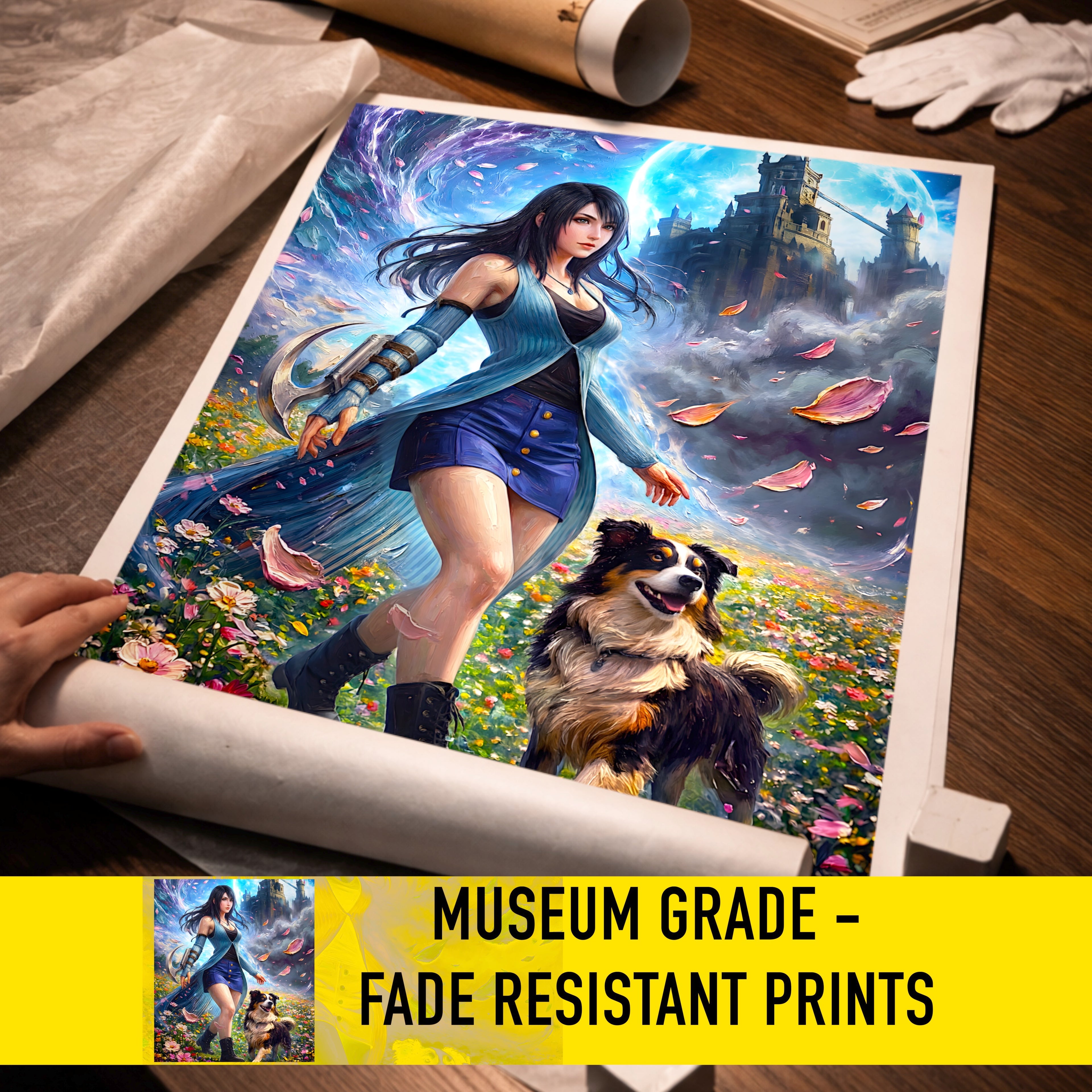 Rinoa Heartilly Art Print – Flower Field Tribute | Final Fantasy VIII Remastered JRPG Wall Art