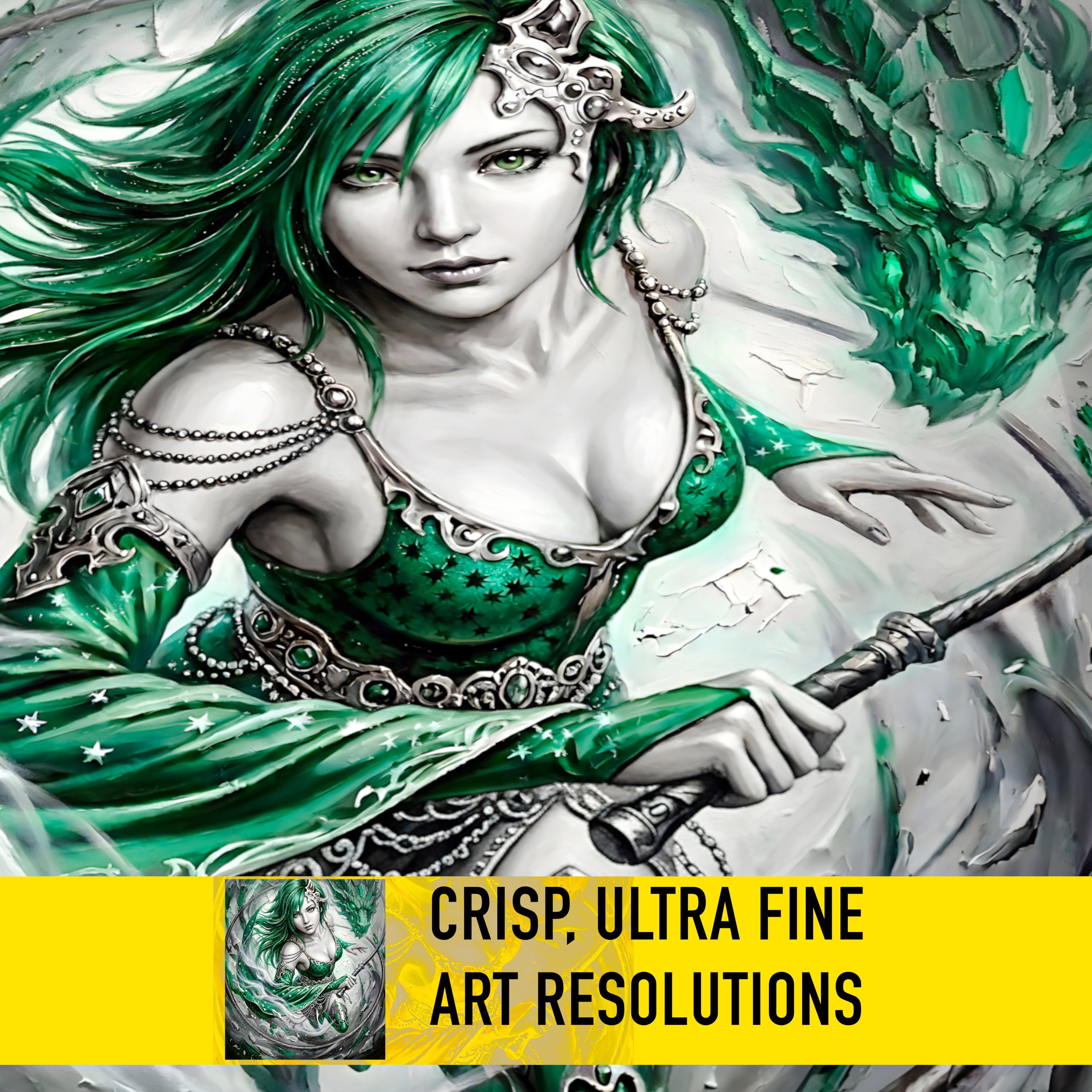 Rydia Art Print – Monochrome Mist Edition | Final Fantasy IV Summoner Fine Art