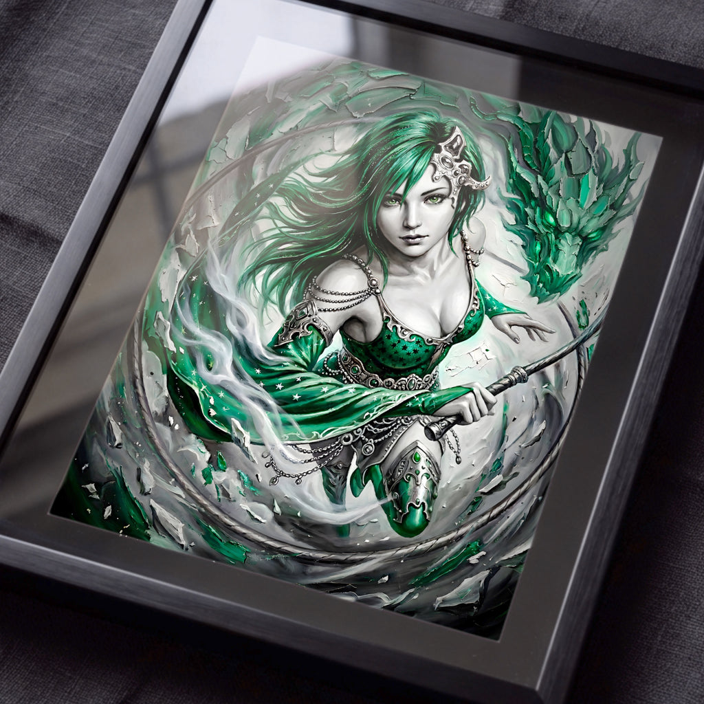 Rydia Art Print – Monochrome Mist Edition | Final Fantasy IV Summoner Fine Art