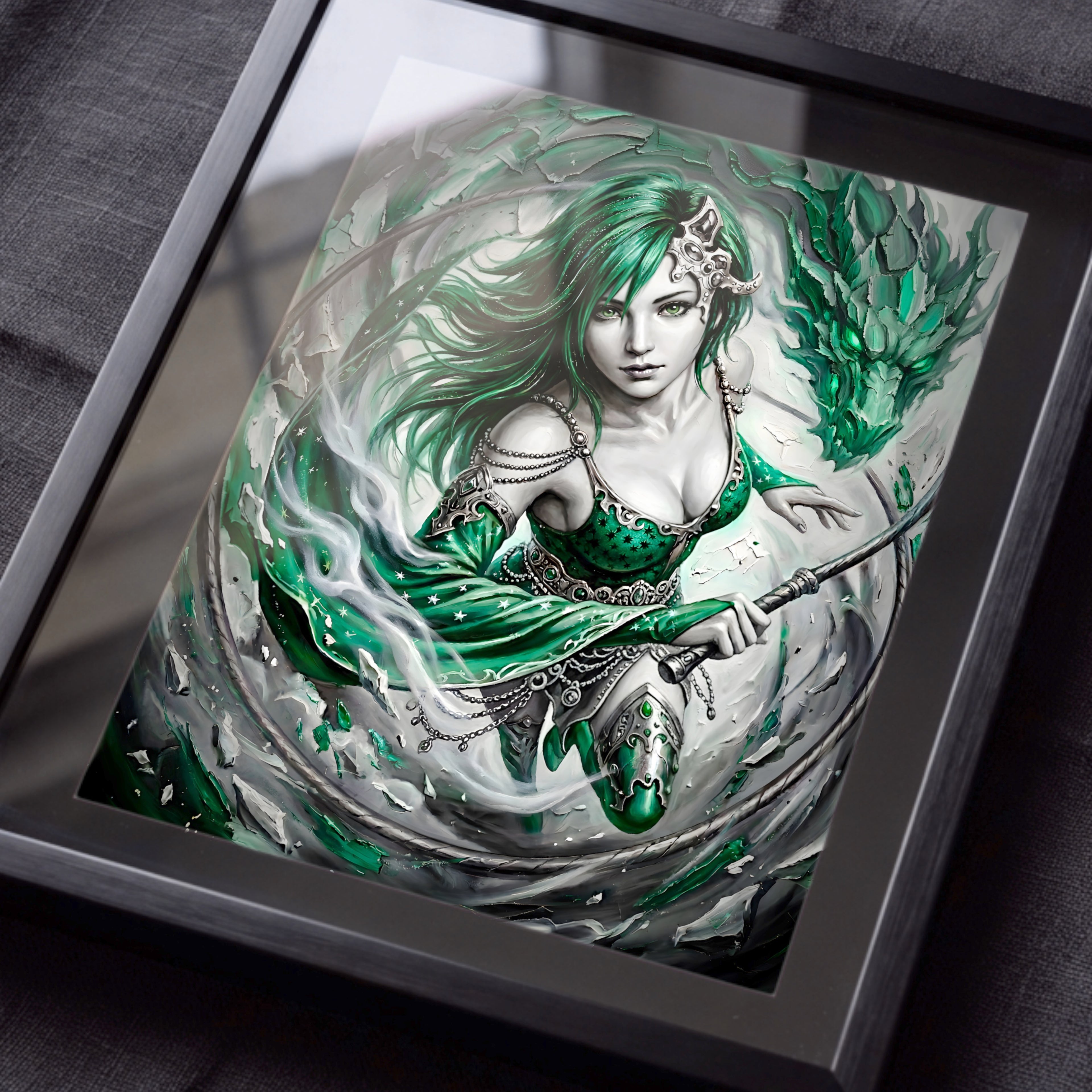 Rydia Art Print – Monochrome Mist Edition | Final Fantasy IV Summoner Fine Art