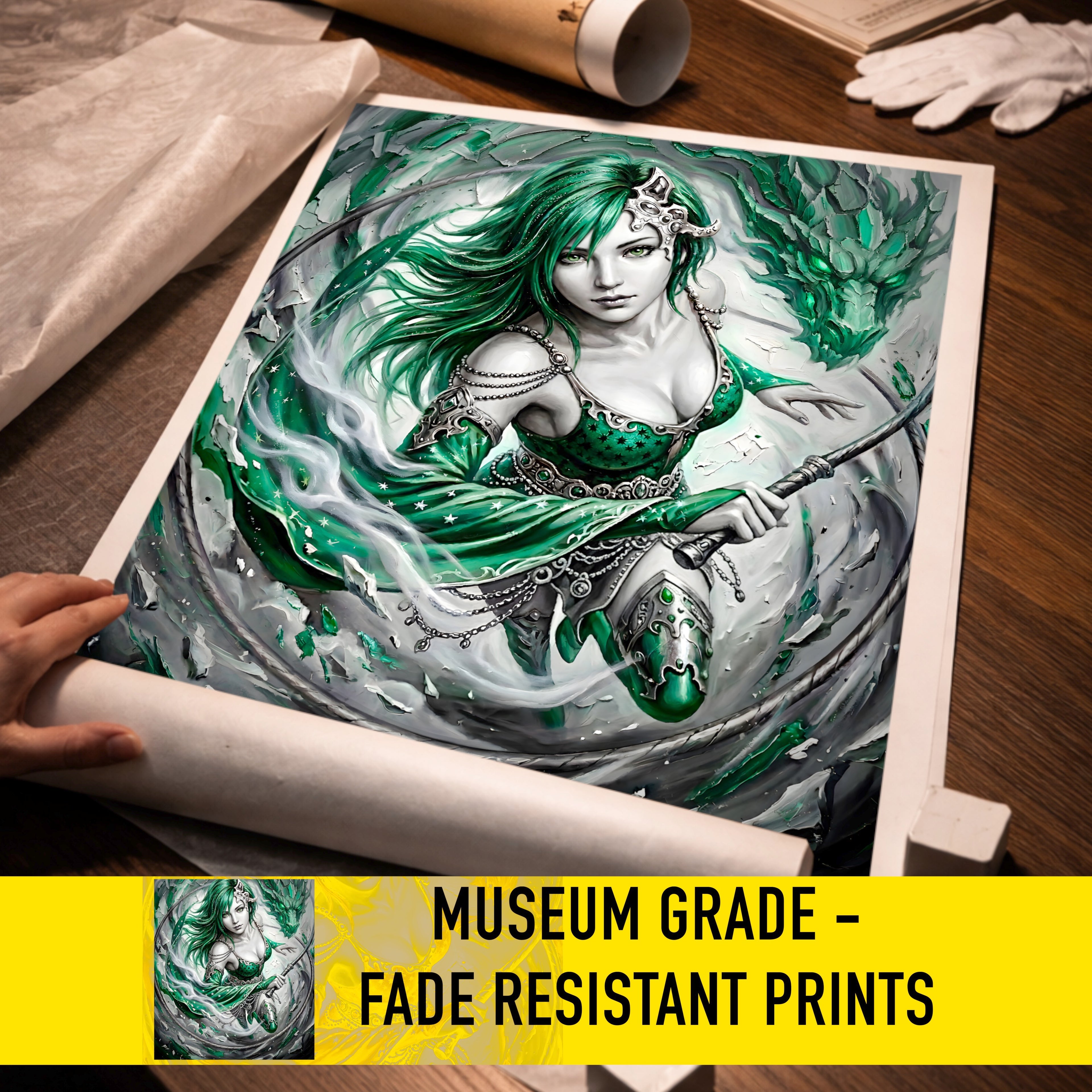 Rydia Art Print – Monochrome Mist Edition | Final Fantasy IV Summoner Fine Art