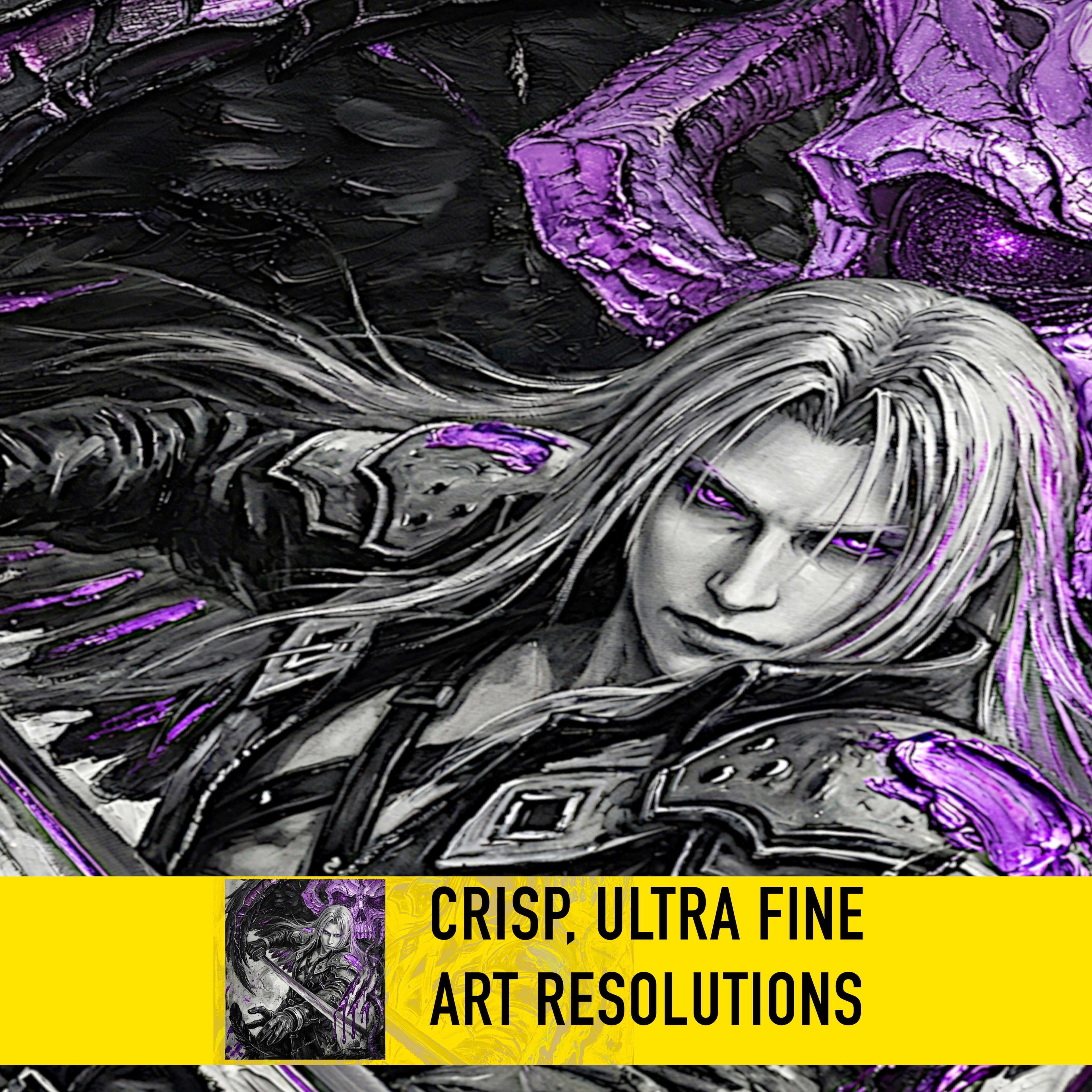 Sephiroth Poster | Final Fantasy VII Monochrome Artwork | Sephiroth & Jenova Wall Art | FF7 Remake Rebirth Decor | Villain Fine Art Print