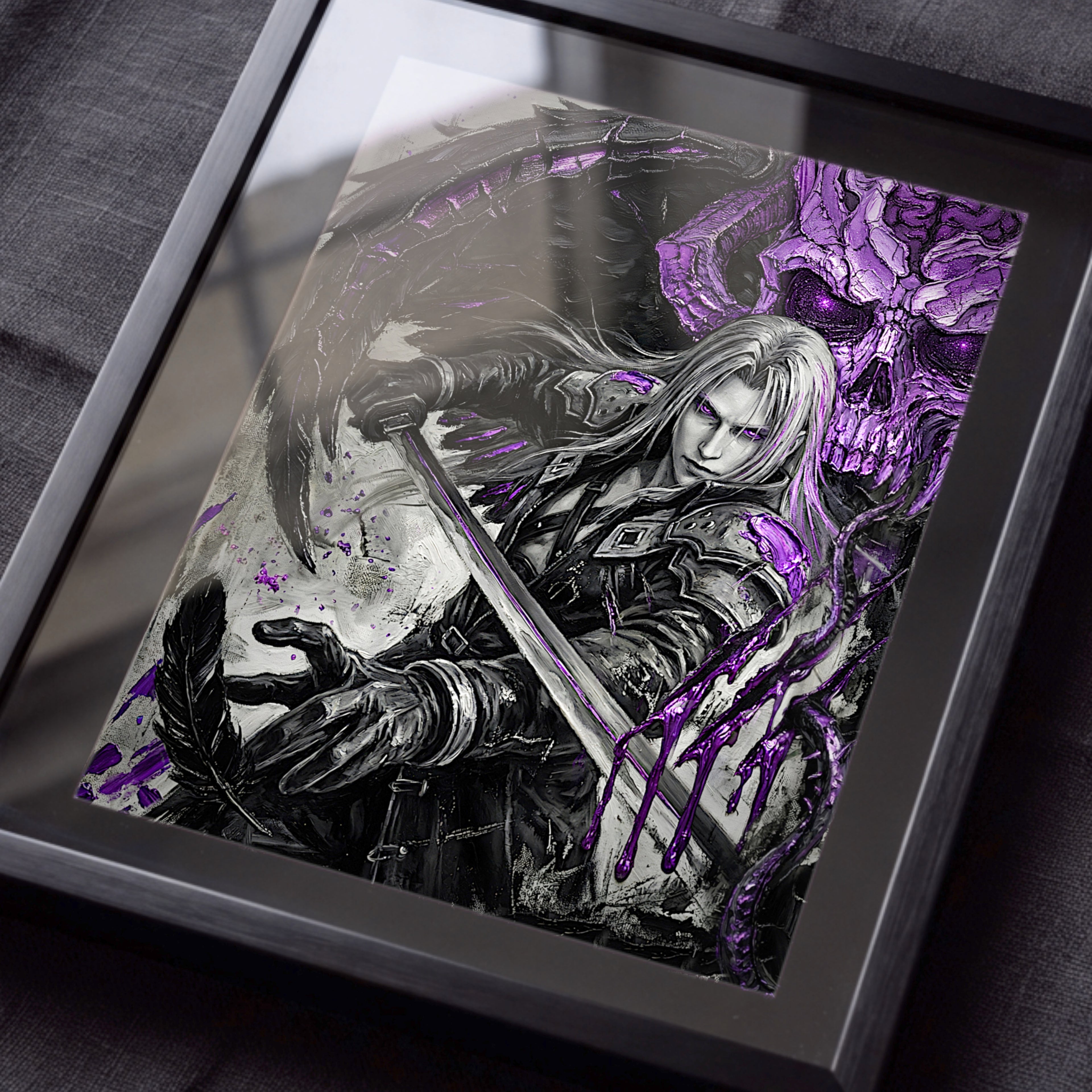 Sephiroth Poster | Final Fantasy VII Monochrome Artwork | Sephiroth & Jenova Wall Art | FF7 Remake Rebirth Decor | Villain Fine Art Print