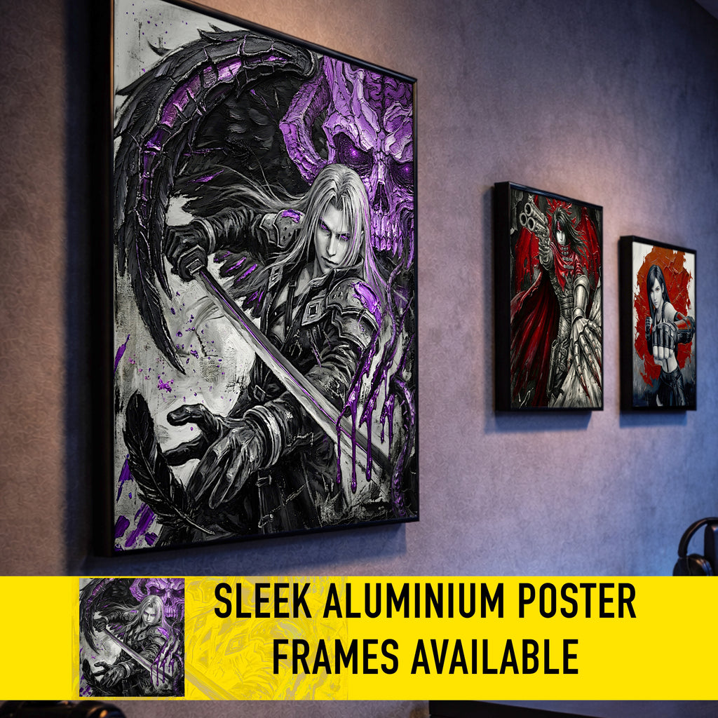 Sephiroth Poster | Final Fantasy VII Monochrome Artwork | Sephiroth & Jenova Wall Art | FF7 Remake Rebirth Decor | Villain Fine Art Print