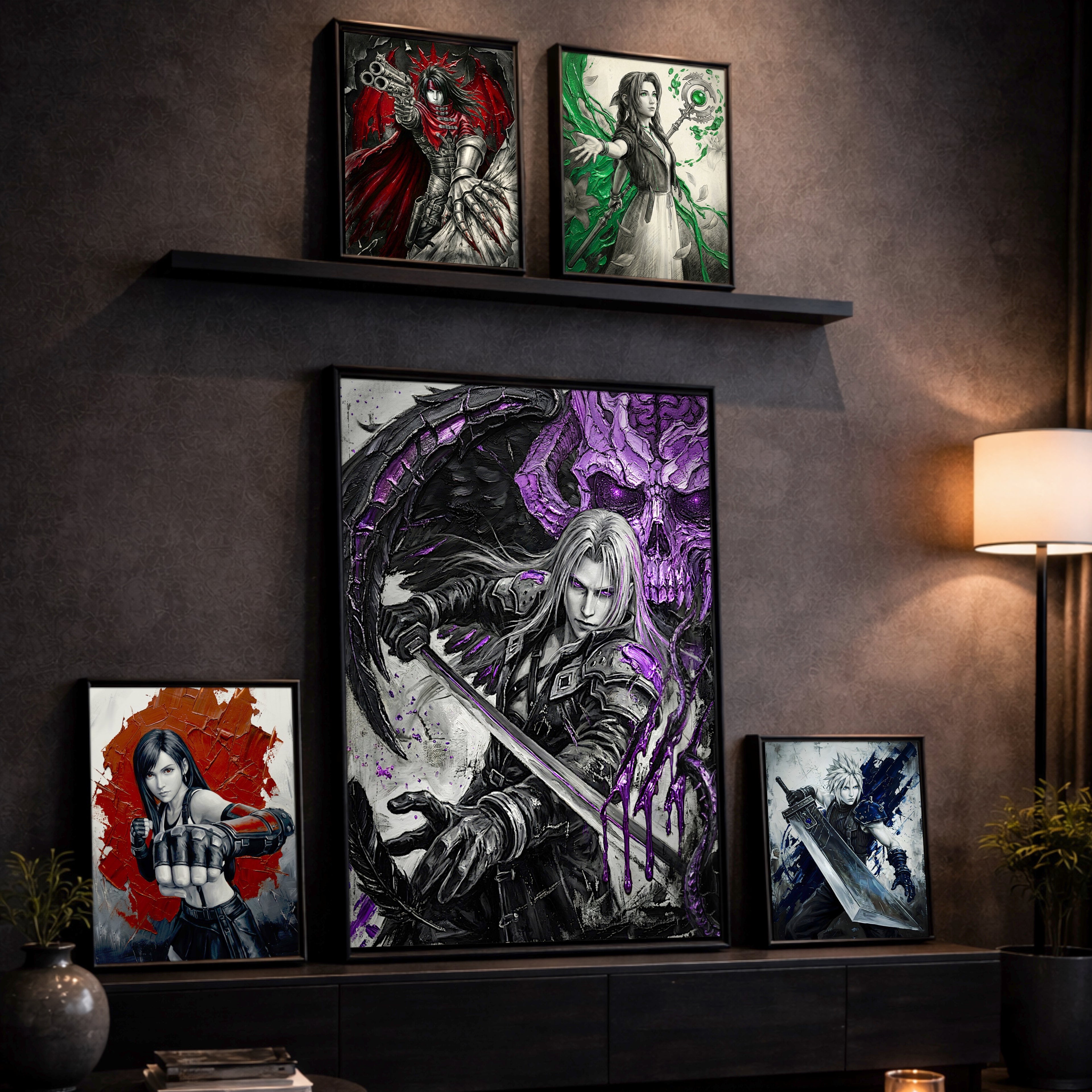Sephiroth Poster | Final Fantasy VII Monochrome Artwork | Sephiroth & Jenova Wall Art | FF7 Remake Rebirth Decor | Villain Fine Art Print