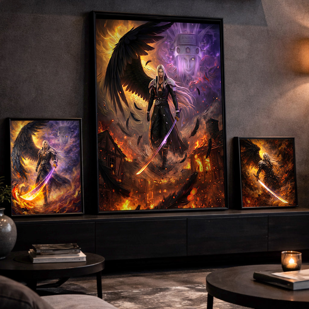 Sephiroth Art Print | Final Fantasy VII Wall Art | FF7 Remake Rebirth Poster | JRPG Villain Artwork | Gamer Decor