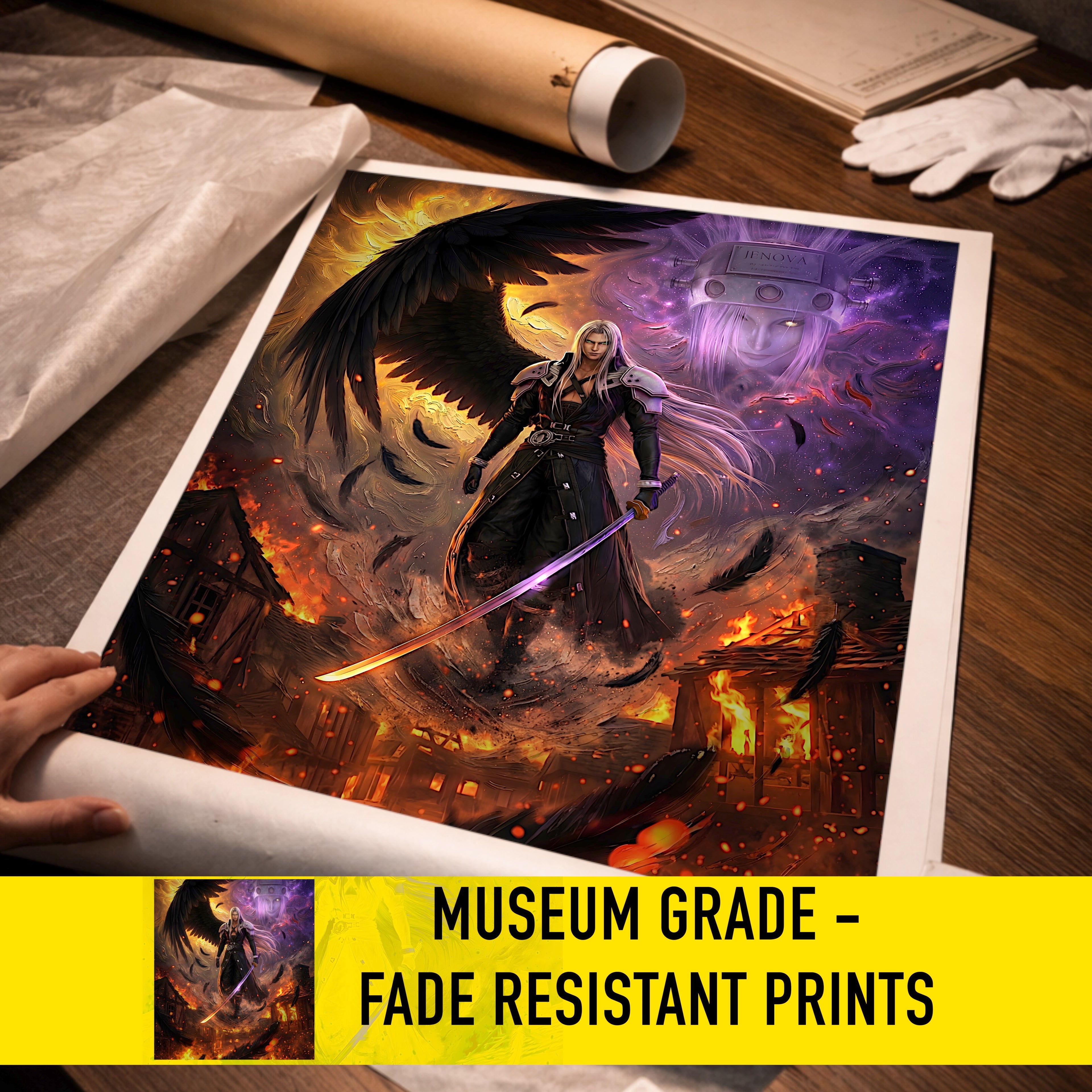 Sephiroth Art Print | Final Fantasy VII Wall Art | FF7 Remake Rebirth Poster | JRPG Villain Artwork | Gamer Decor