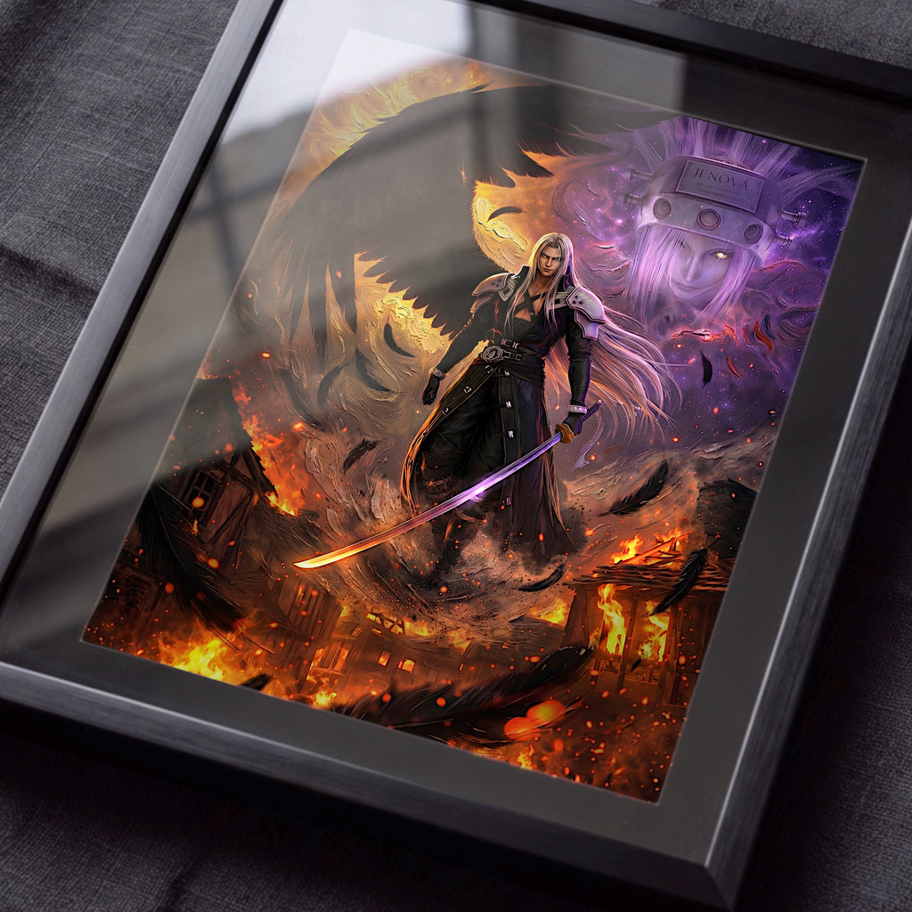 Sephiroth Art Print | Final Fantasy VII Wall Art | FF7 Remake Rebirth Poster | JRPG Villain Artwork | Gamer Decor