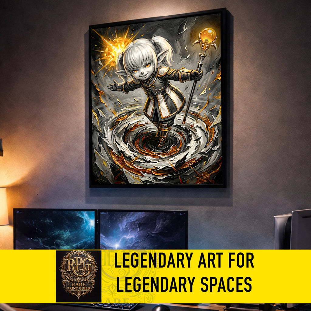 Shantotto Poster | Final Fantasy XI Monochrome Artwork | FFXI Mage Wall Art | Shantotto Fine Art Print | Square Enix JRPG Decor
