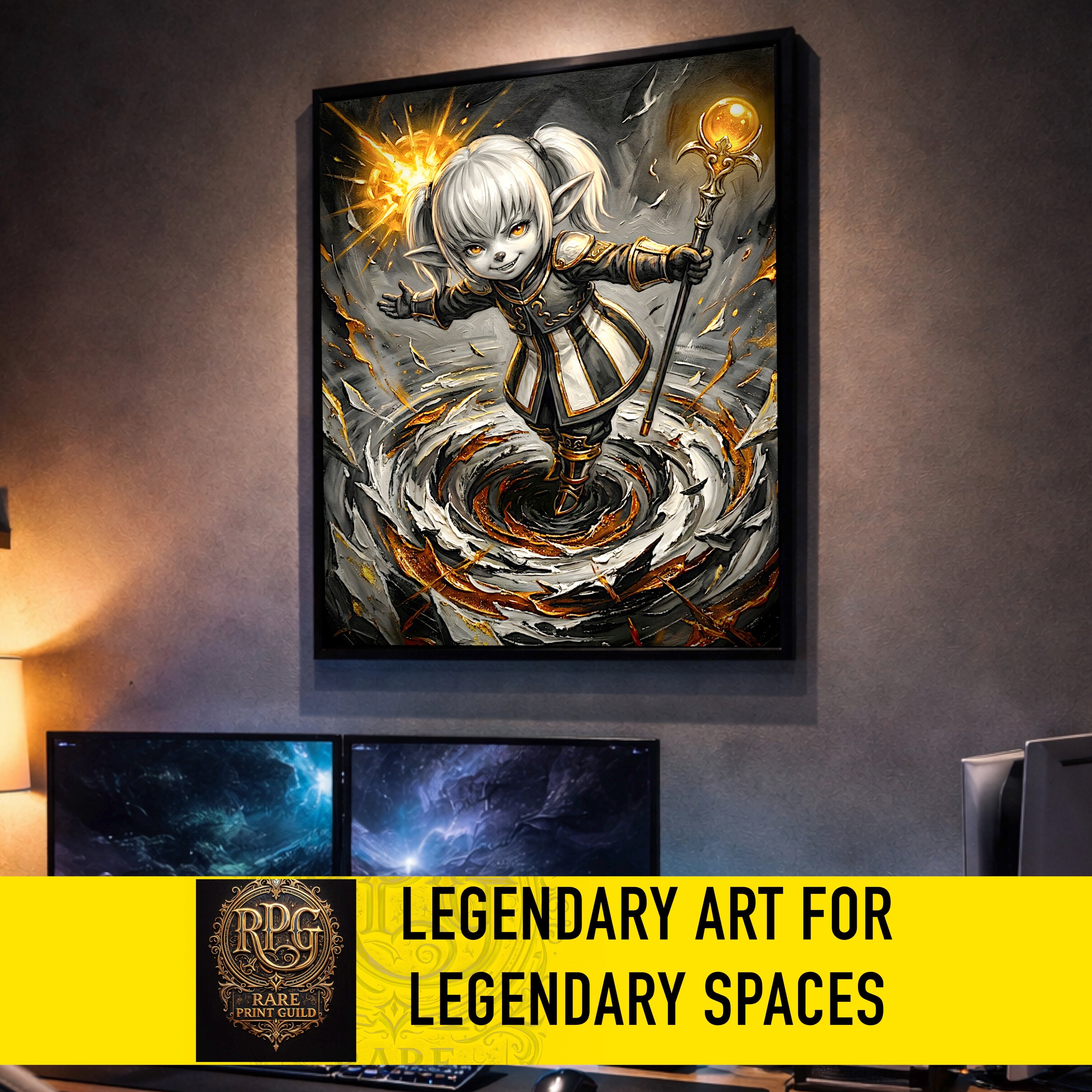 Shantotto Poster | Final Fantasy XI Monochrome Artwork | FFXI Mage Wall Art | Shantotto Fine Art Print | Square Enix JRPG Decor