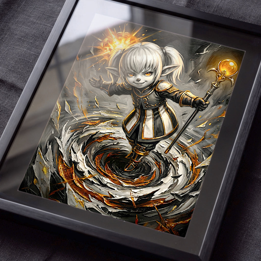Shantotto Poster | Final Fantasy XI Monochrome Artwork | FFXI Mage Wall Art | Shantotto Fine Art Print | Square Enix JRPG Decor