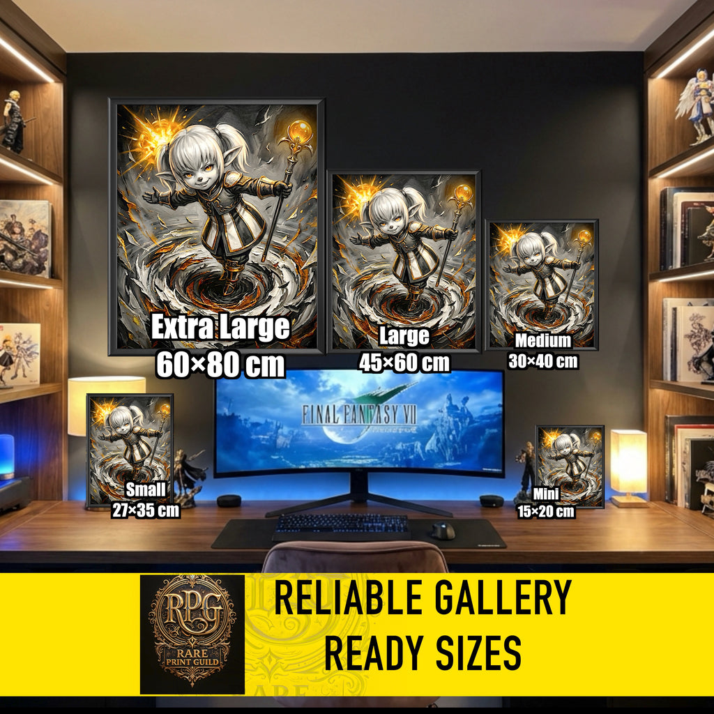 Shantotto Poster | Final Fantasy XI Monochrome Artwork | FFXI Mage Wall Art | Shantotto Fine Art Print | Square Enix JRPG Decor
