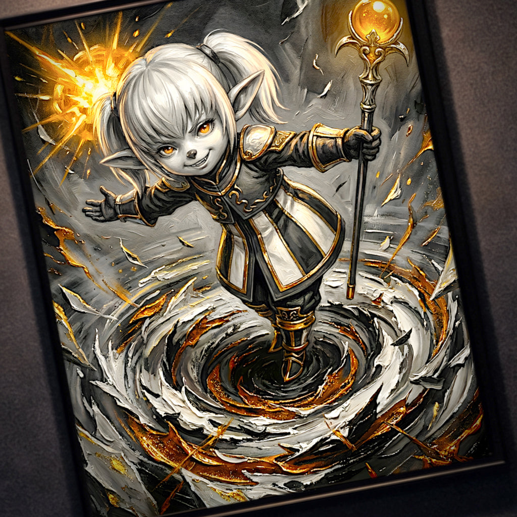 Shantotto Poster | Final Fantasy XI Monochrome Artwork | FFXI Mage Wall Art | Shantotto Fine Art Print | Square Enix JRPG Decor