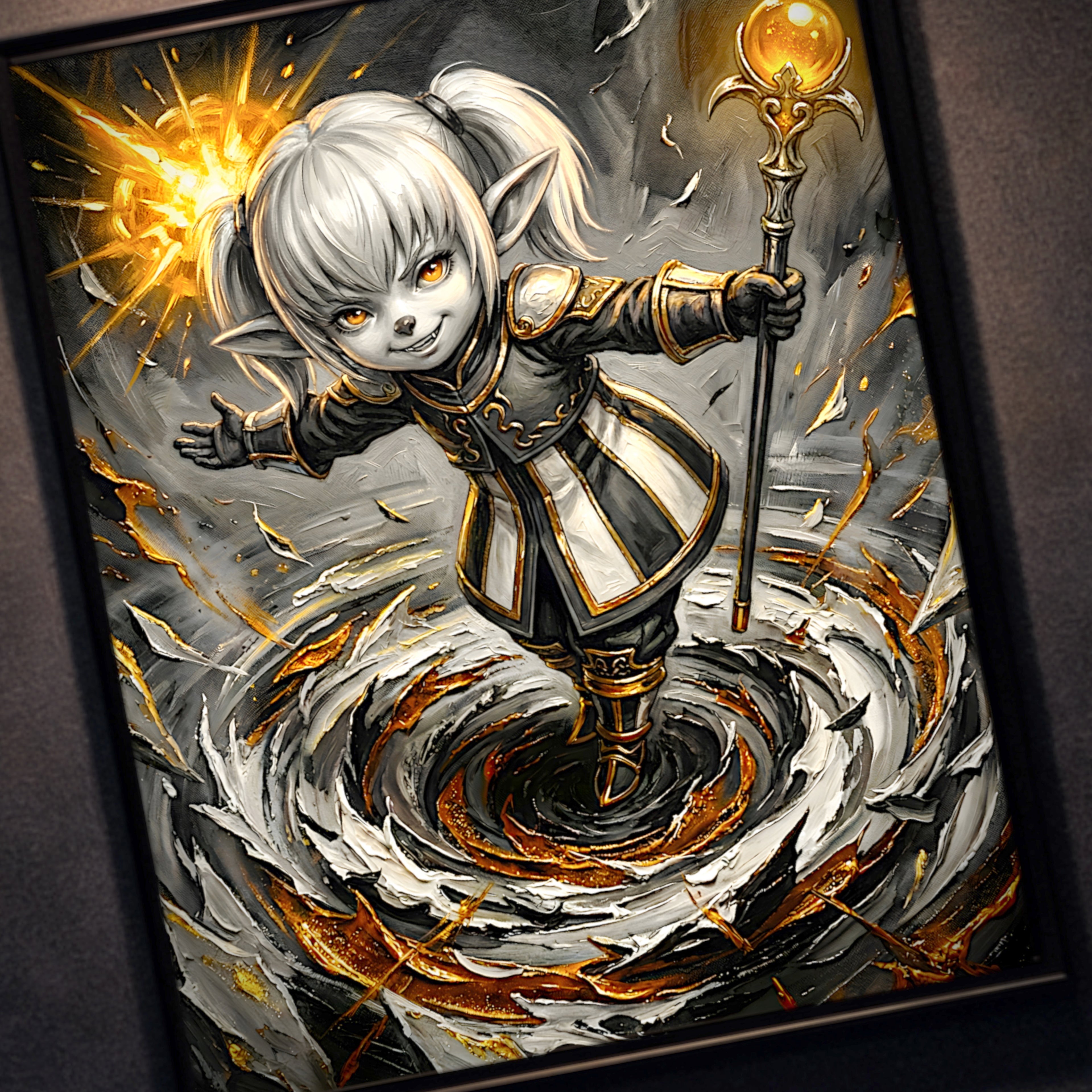 Shantotto Poster | Final Fantasy XI Monochrome Artwork | FFXI Mage Wall Art | Shantotto Fine Art Print | Square Enix JRPG Decor