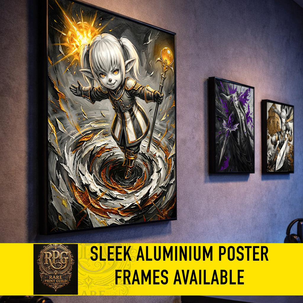 Shantotto Poster | Final Fantasy XI Monochrome Artwork | FFXI Mage Wall Art | Shantotto Fine Art Print | Square Enix JRPG Decor