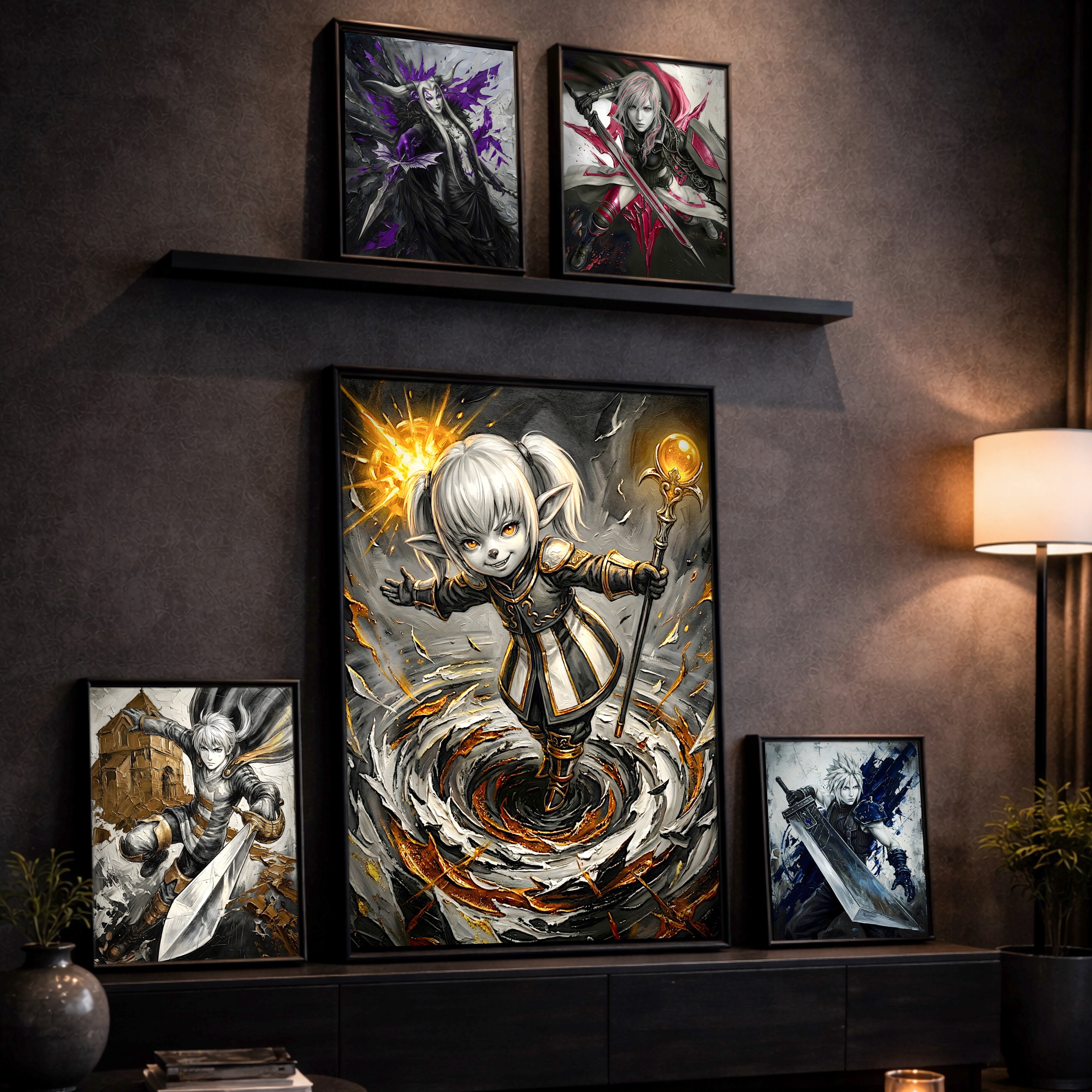 Shantotto Poster | Final Fantasy XI Monochrome Artwork | FFXI Mage Wall Art | Shantotto Fine Art Print | Square Enix JRPG Decor