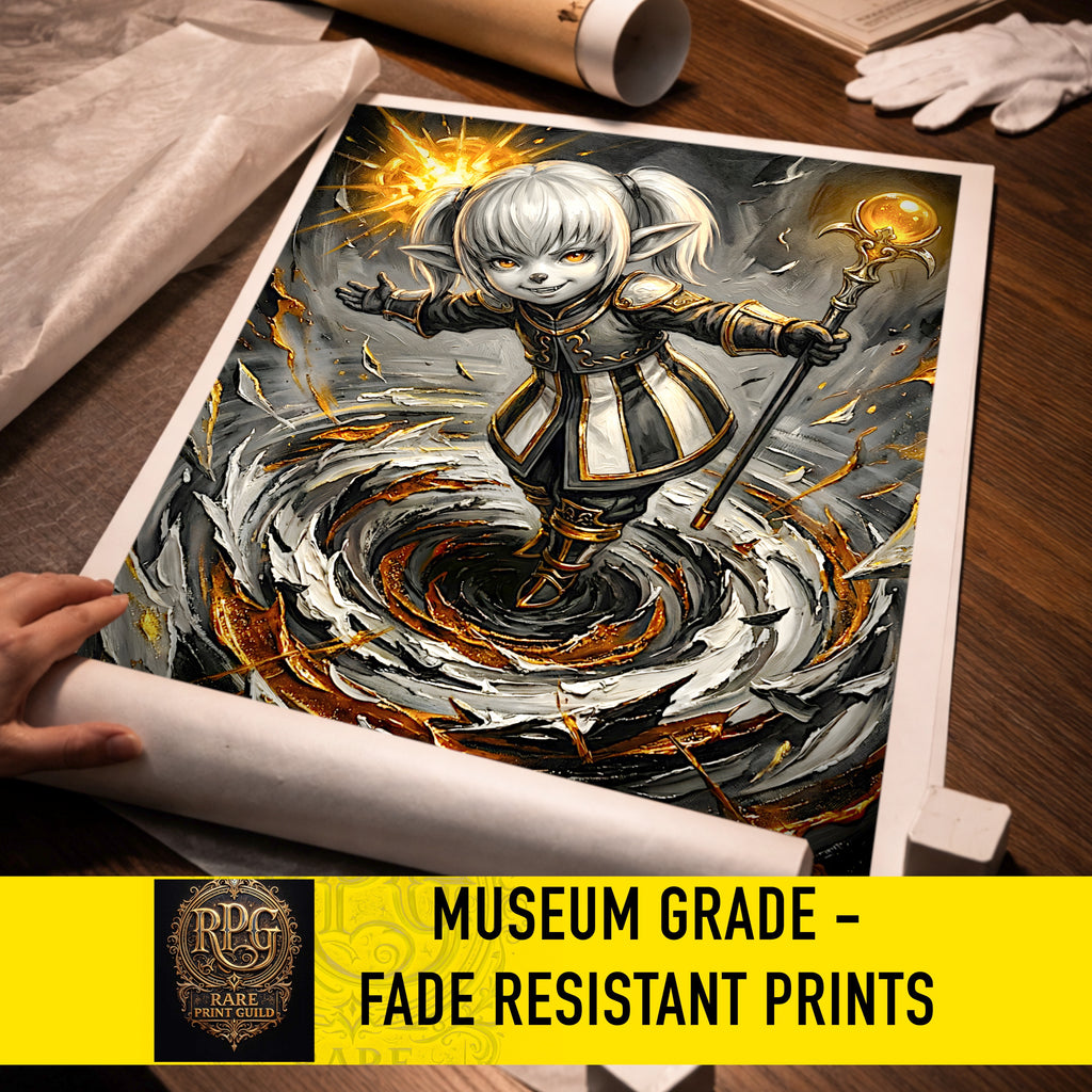Shantotto Poster | Final Fantasy XI Monochrome Artwork | FFXI Mage Wall Art | Shantotto Fine Art Print | Square Enix JRPG Decor