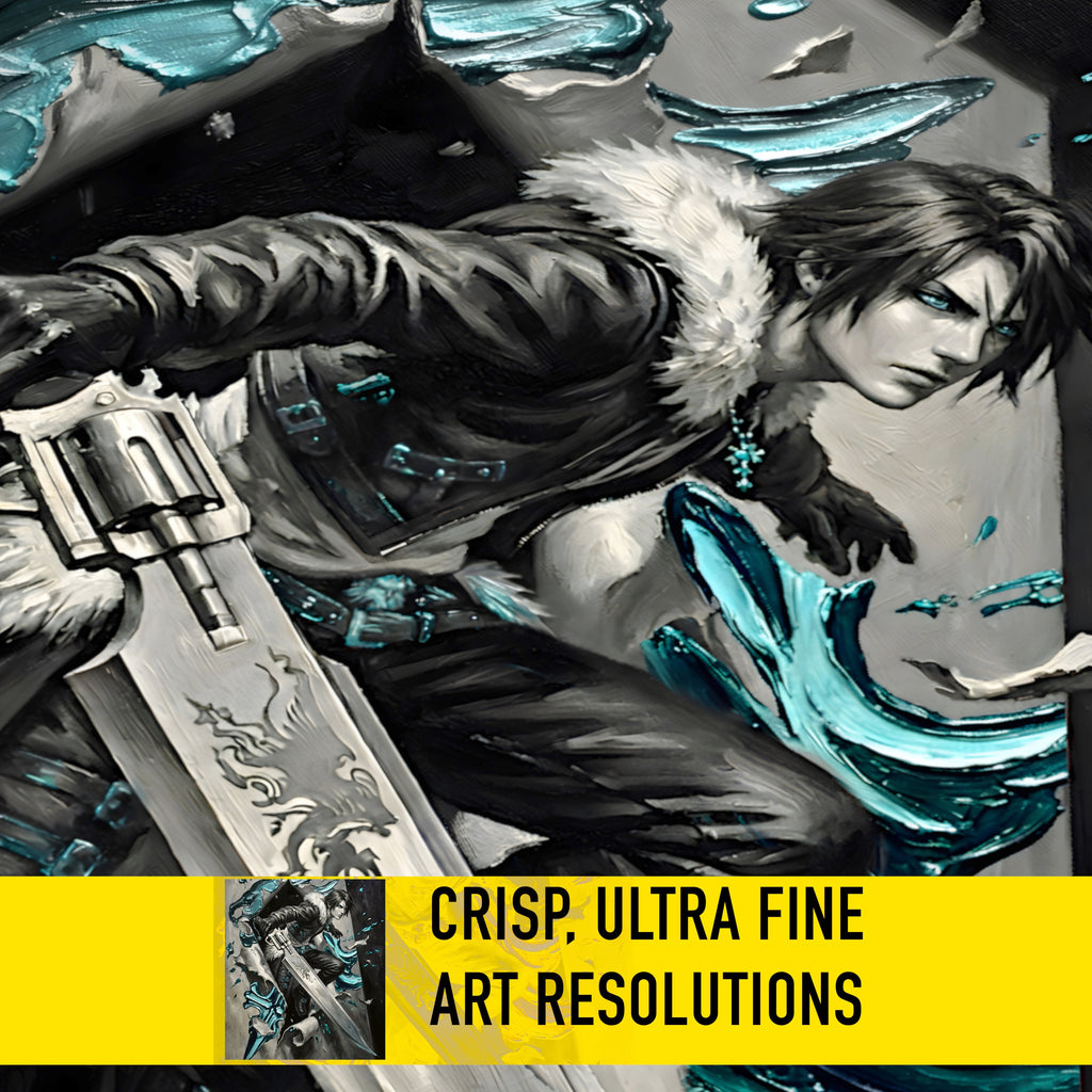 Squall Leonhart Poster | Final Fantasy VIII Monochrome Artwork | Griever Symbol Wall Art | FF8 Fine Art Print