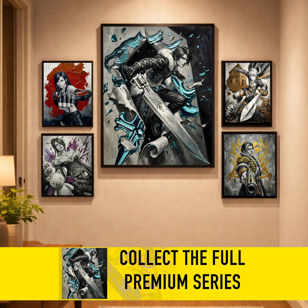 Squall Leonhart Poster | Final Fantasy VIII Monochrome Artwork | Griever Symbol Wall Art | FF8 Fine Art Print