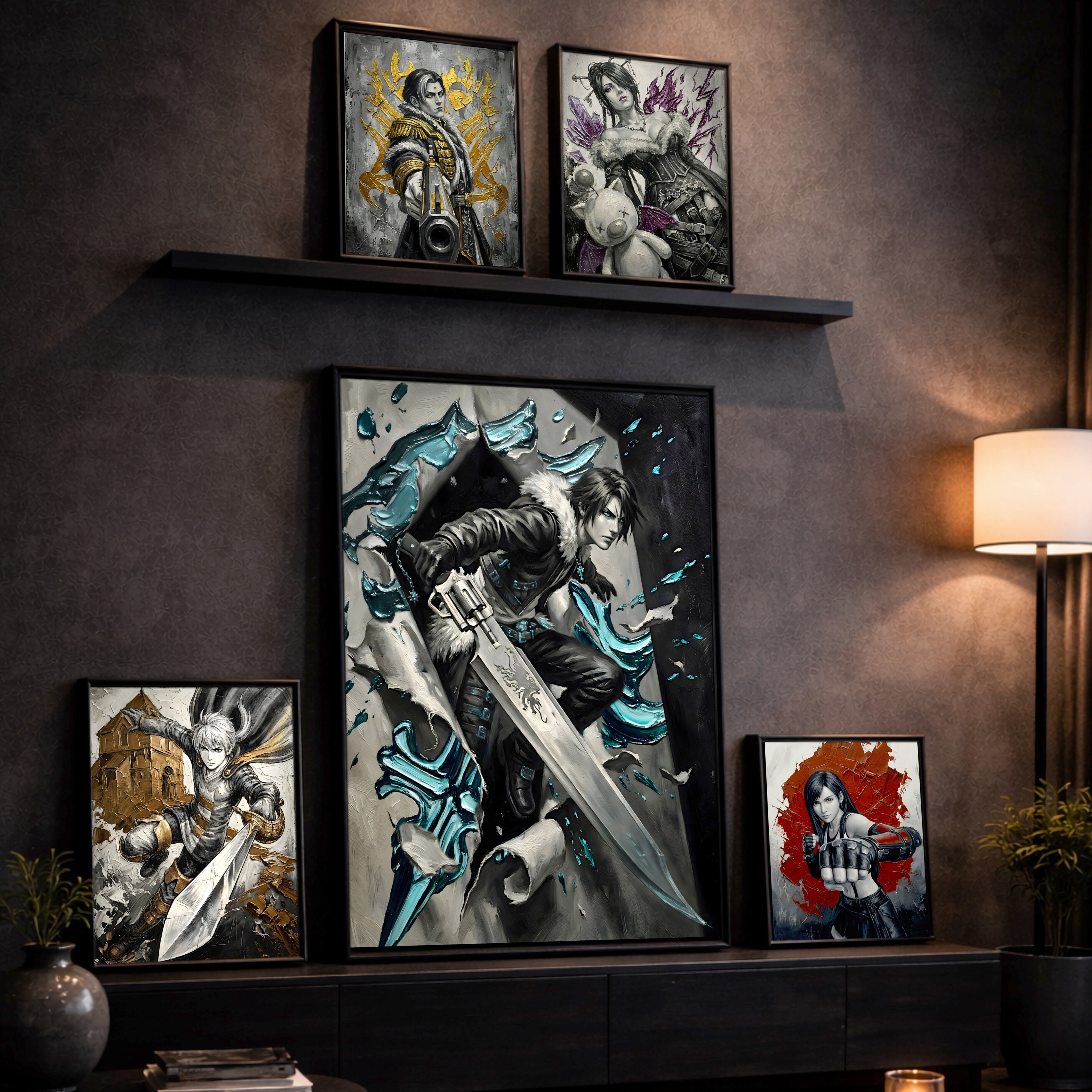 Squall Leonhart Poster | Final Fantasy VIII Monochrome Artwork | Griever Symbol Wall Art | FF8 Fine Art Print