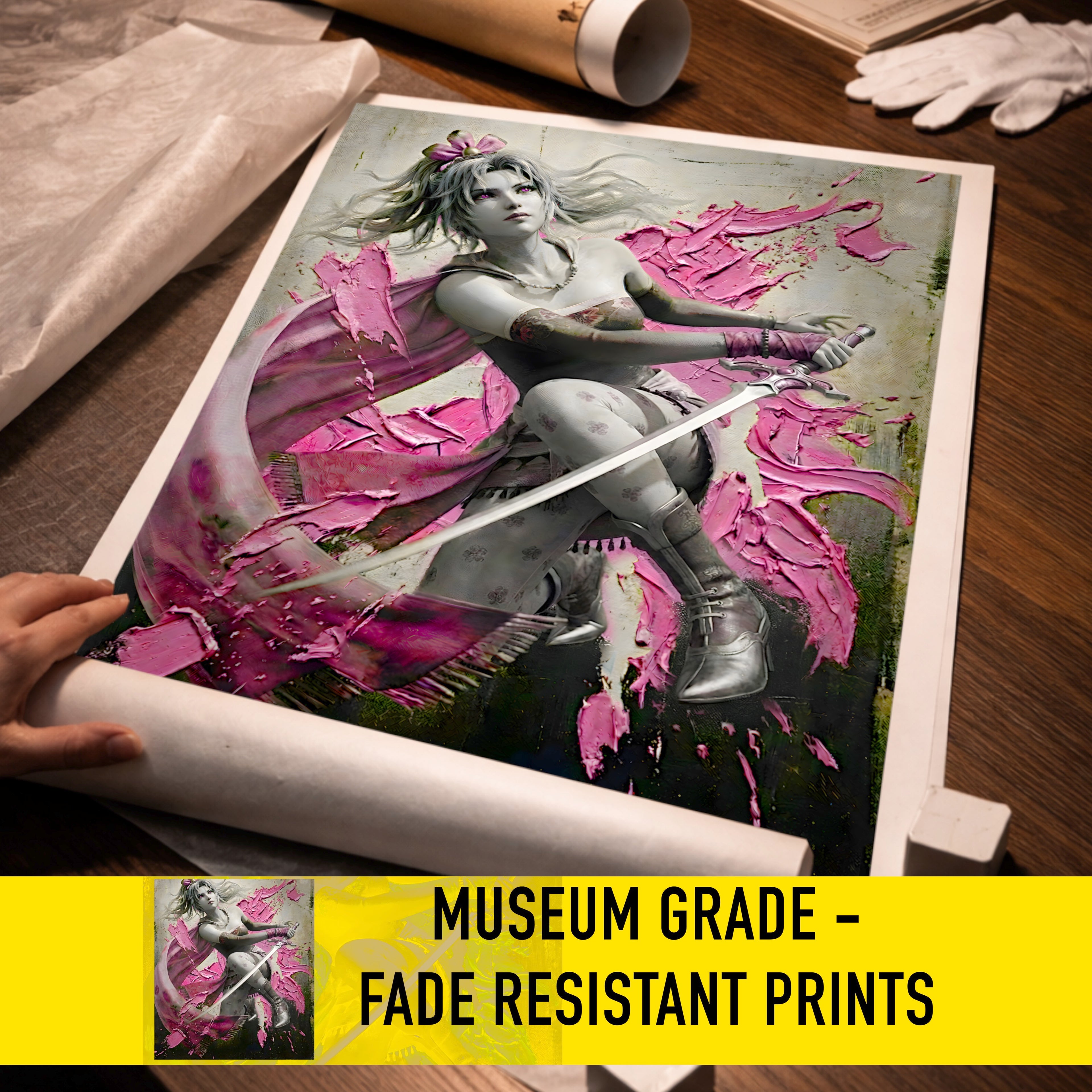 Terra Branford Monochrome Art Print | Final Fantasy VI Poster | FF6 Terra Branford Wall Art