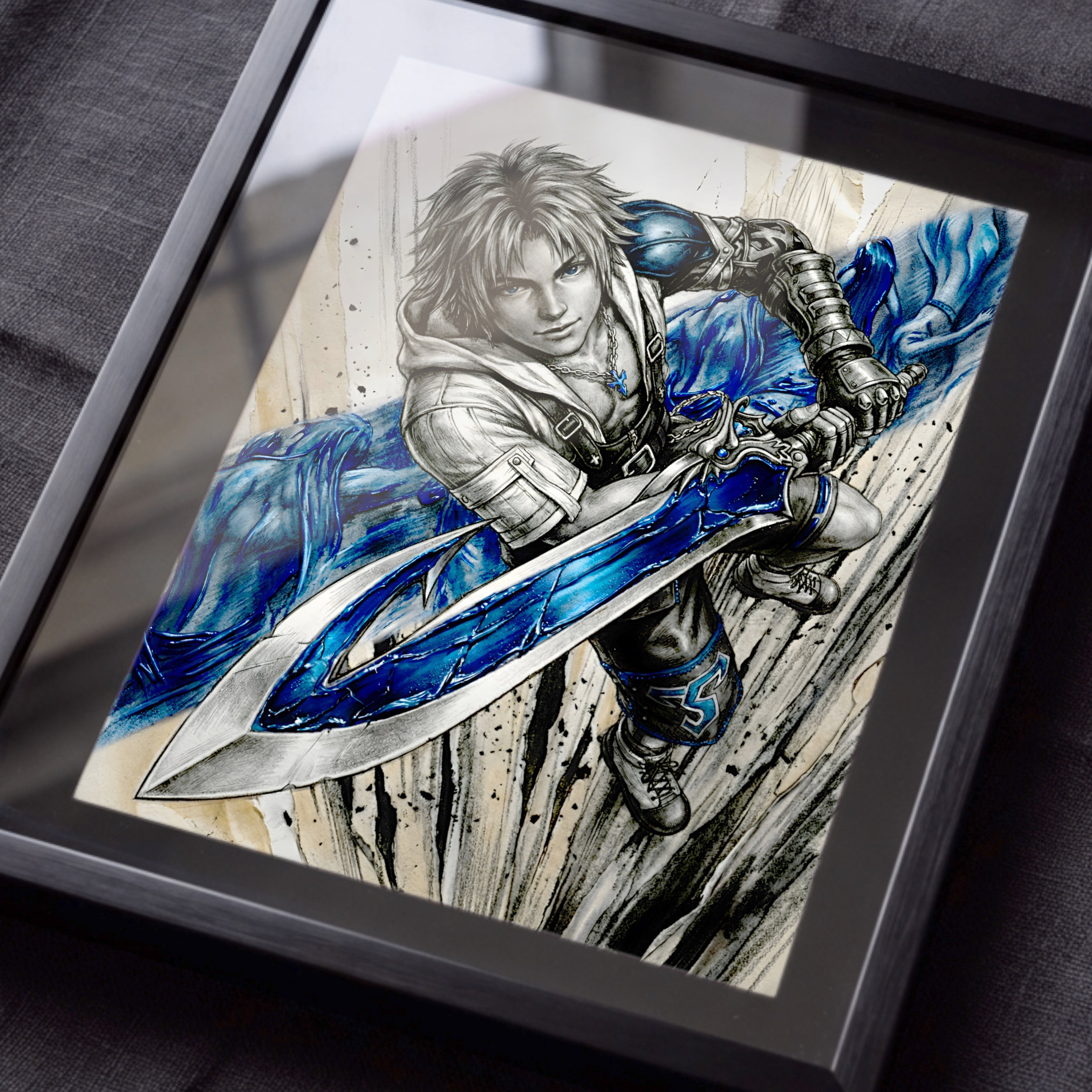 Tidus Poster | Final Fantasy X Monochrome Artwork | Final Fantasy 10 Wall Art | FFX Collector Fine Art Print