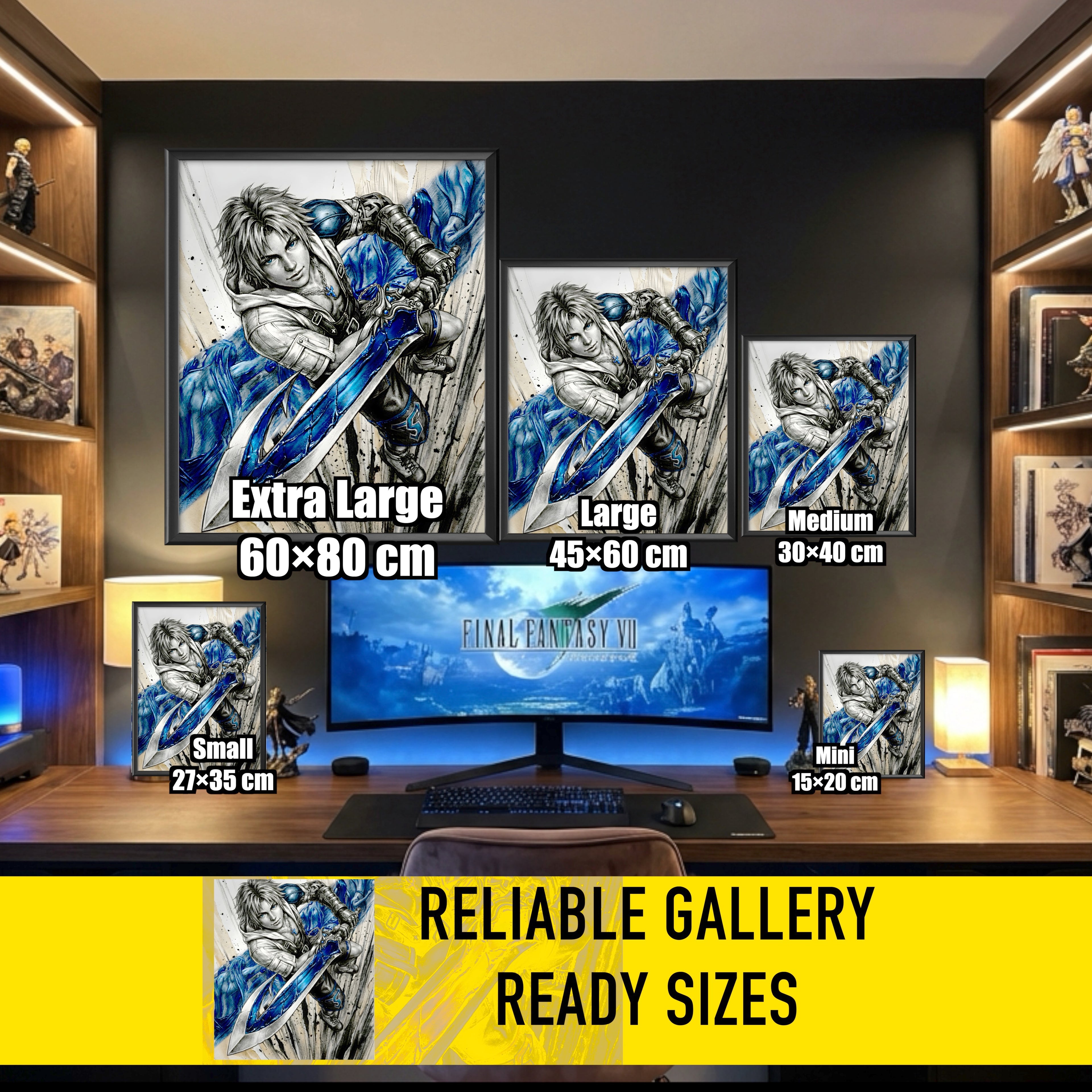 Tidus Poster | Final Fantasy X Monochrome Artwork | Final Fantasy 10 Wall Art | FFX Collector Fine Art Print