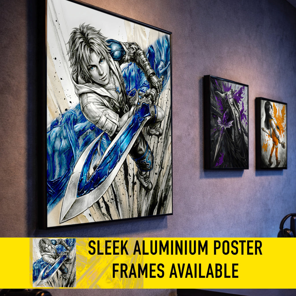 Tidus Poster | Final Fantasy X Monochrome Artwork | Final Fantasy 10 Wall Art | FFX Collector Fine Art Print