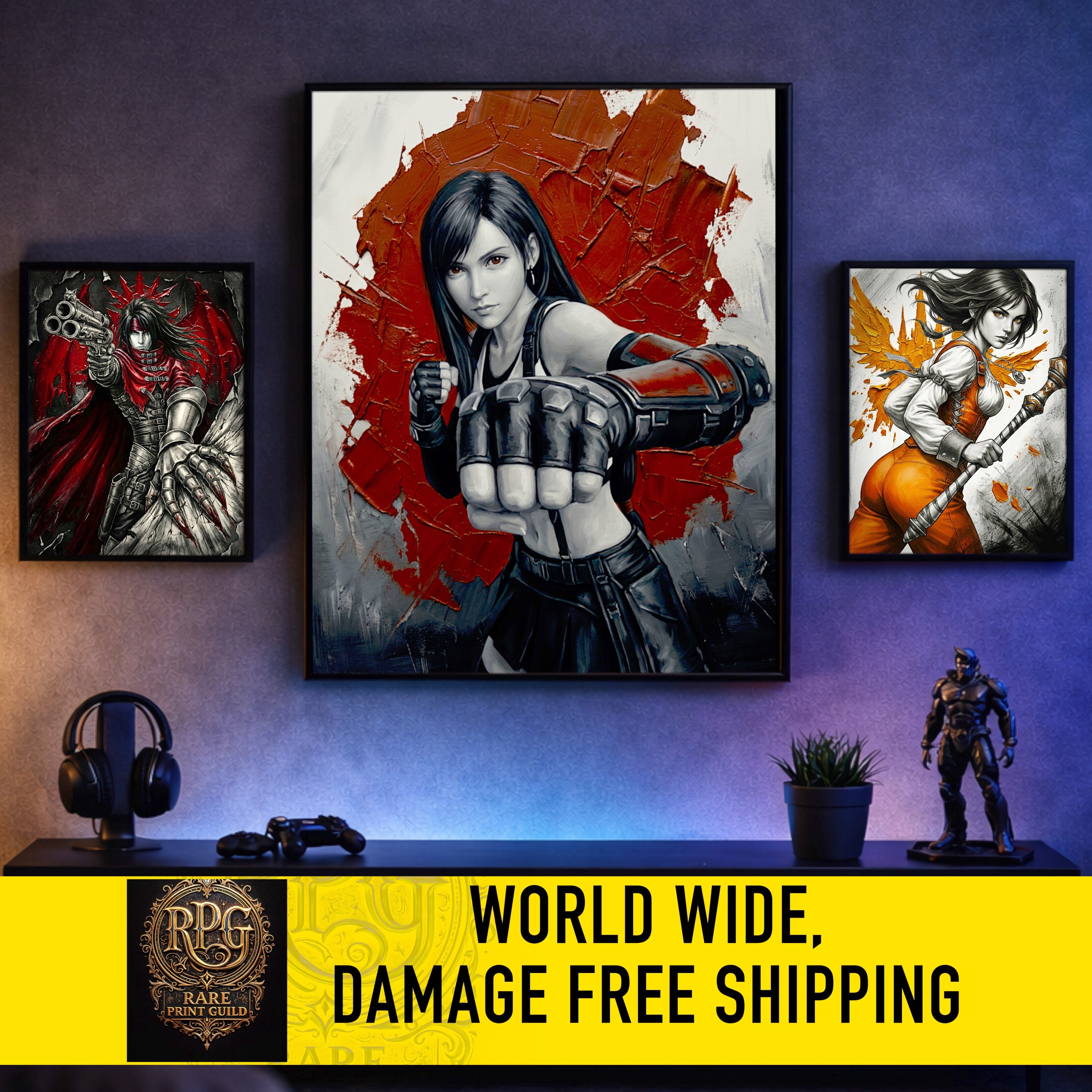 Tifa Lockhart Monochrome Art Print | Final Fantasy VII Remake & Rebirth Poster | FF7 Wall Art