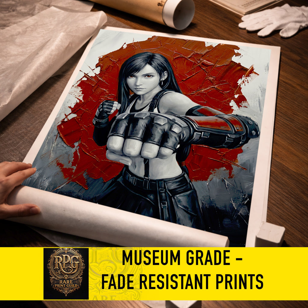 Tifa Lockhart Monochrome Art Print | Final Fantasy VII Remake & Rebirth Poster | FF7 Wall Art