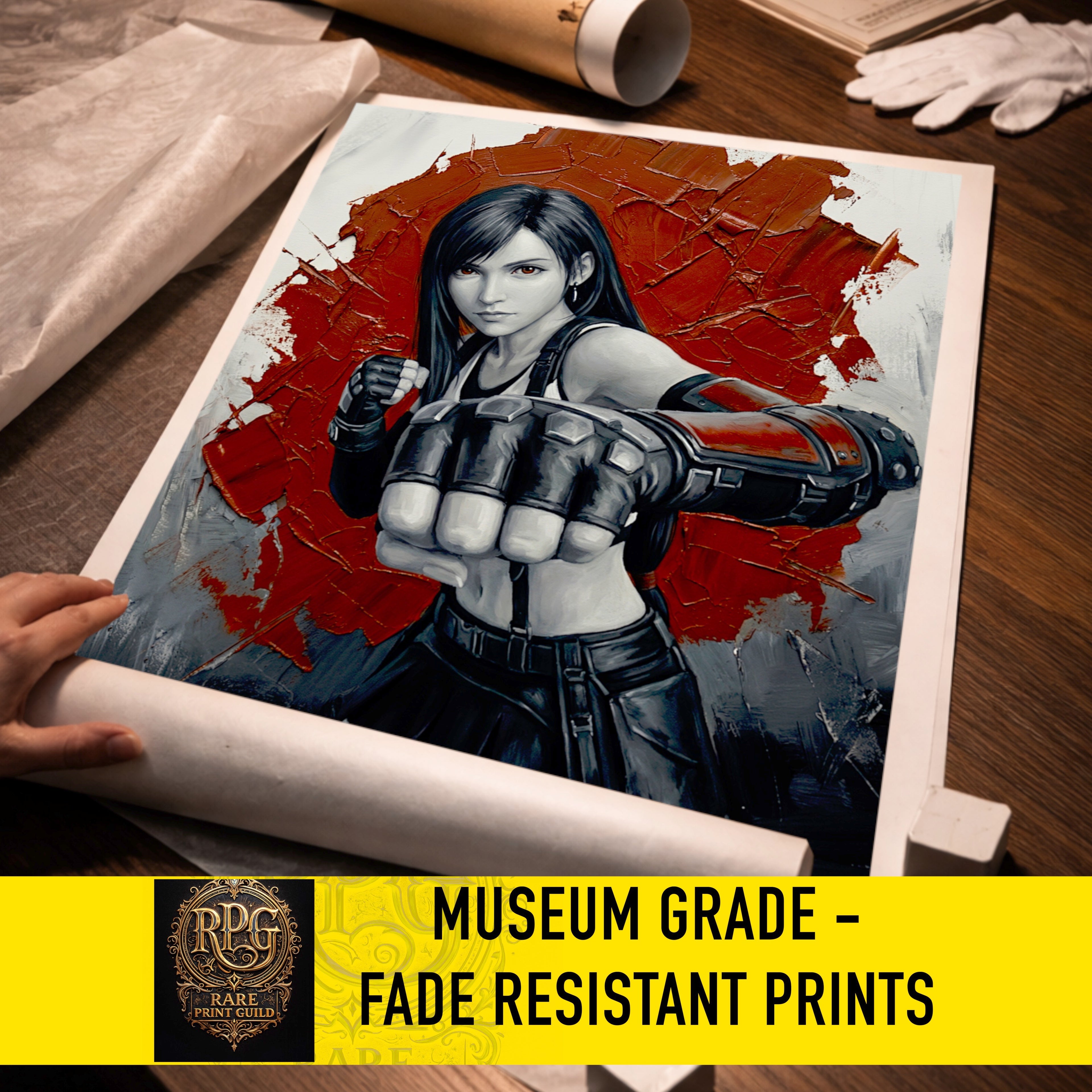 Tifa Lockhart Monochrome Art Print | Final Fantasy VII Remake & Rebirth Poster | FF7 Wall Art
