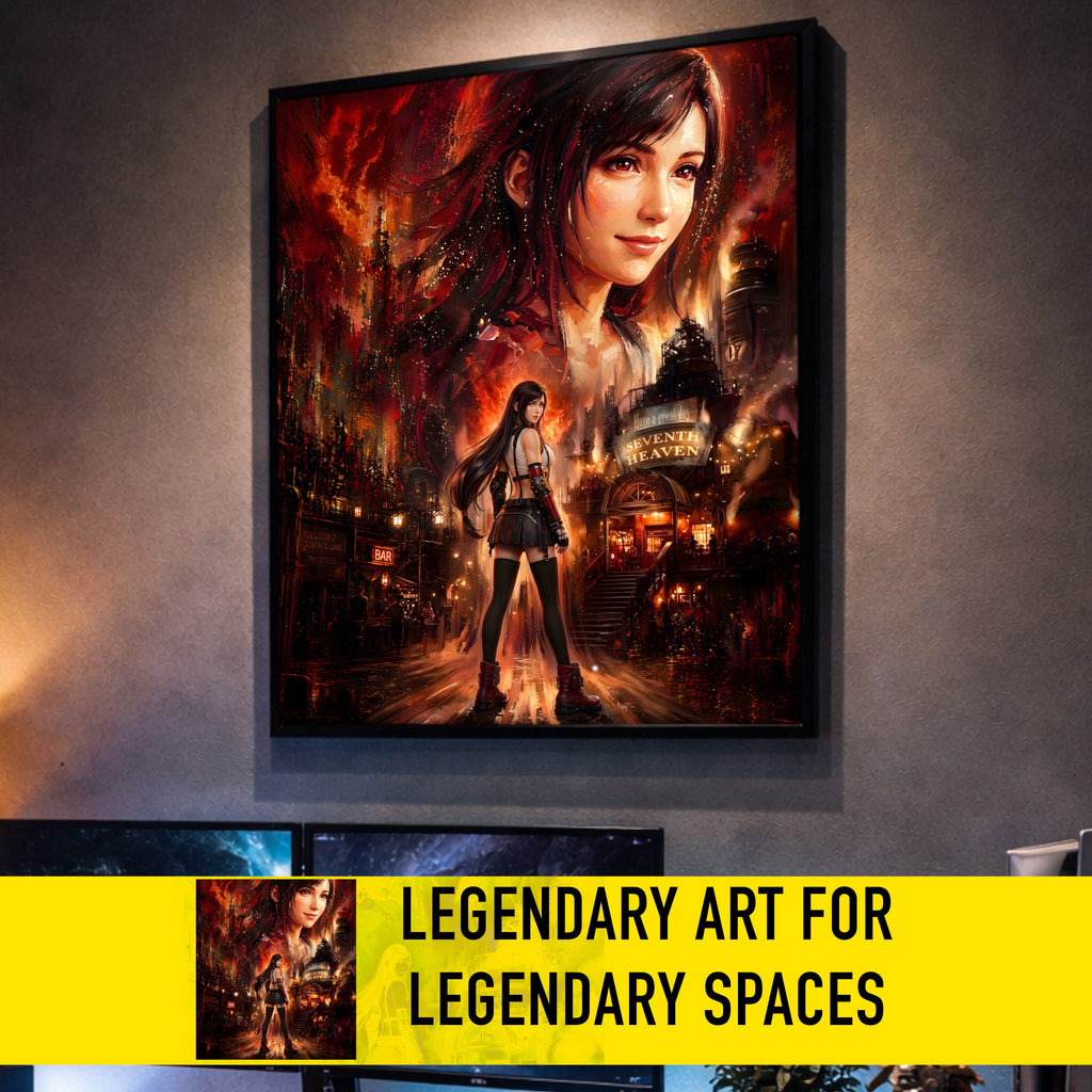 Final Fantasy VII Tifa Lockhart Poster | Story Spirit Series | Sector 7 Dreamfire Edition | JRPG Wall Art Print