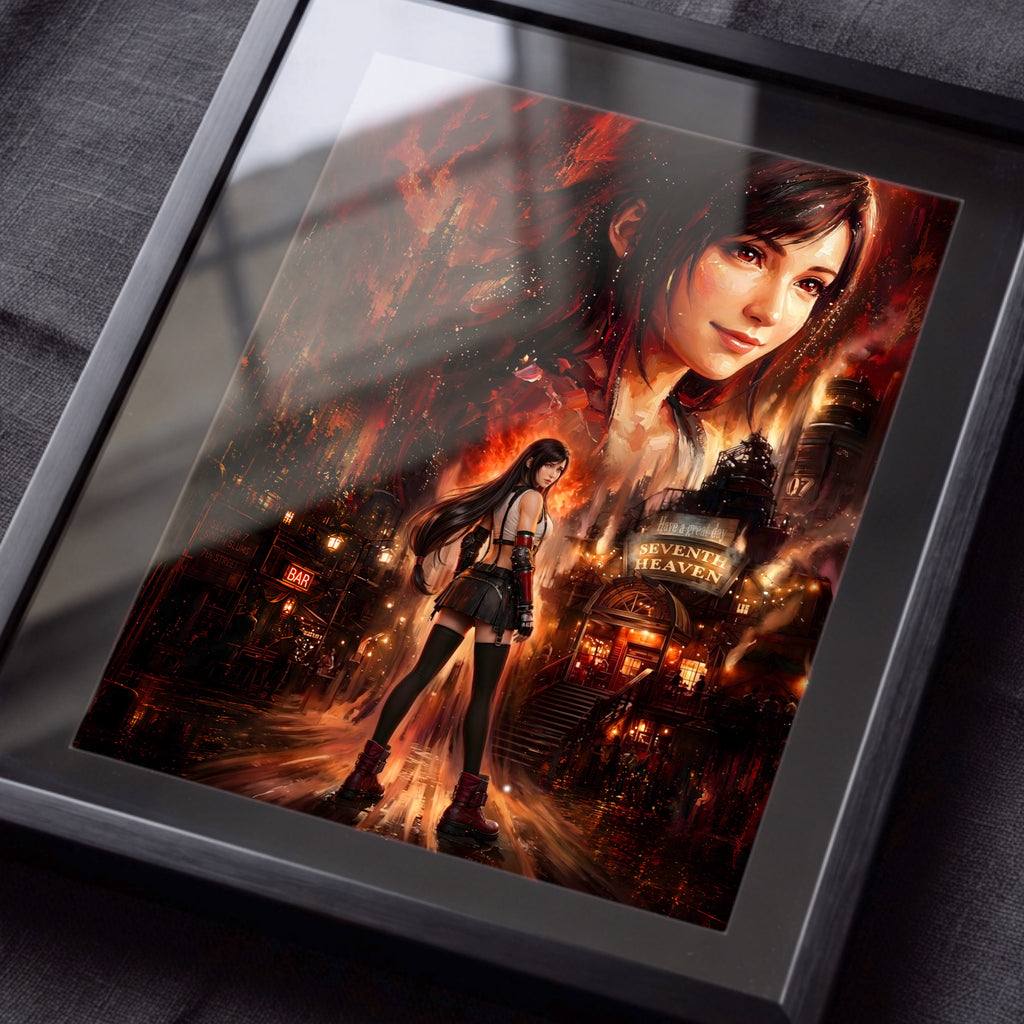 Final Fantasy VII Tifa Lockhart Poster | Story Spirit Series | Sector 7 Dreamfire Edition | JRPG Wall Art Print