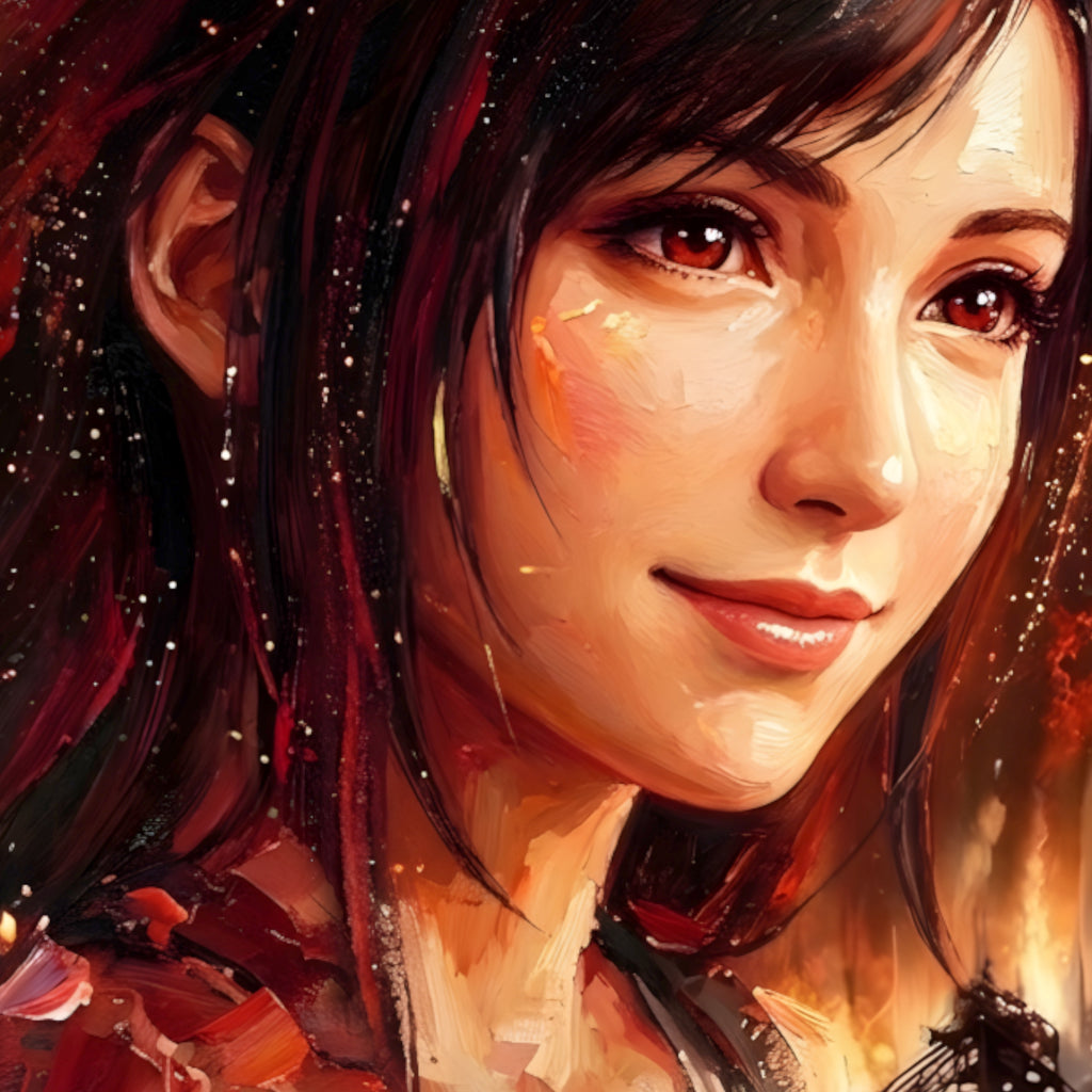 Final Fantasy VII Tifa Lockhart Poster | Story Spirit Series | Sector 7 Dreamfire Edition | JRPG Wall Art Print