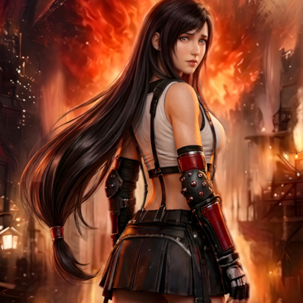 Final Fantasy VII Tifa Lockhart Poster | Story Spirit Series | Sector 7 Dreamfire Edition | JRPG Wall Art Print