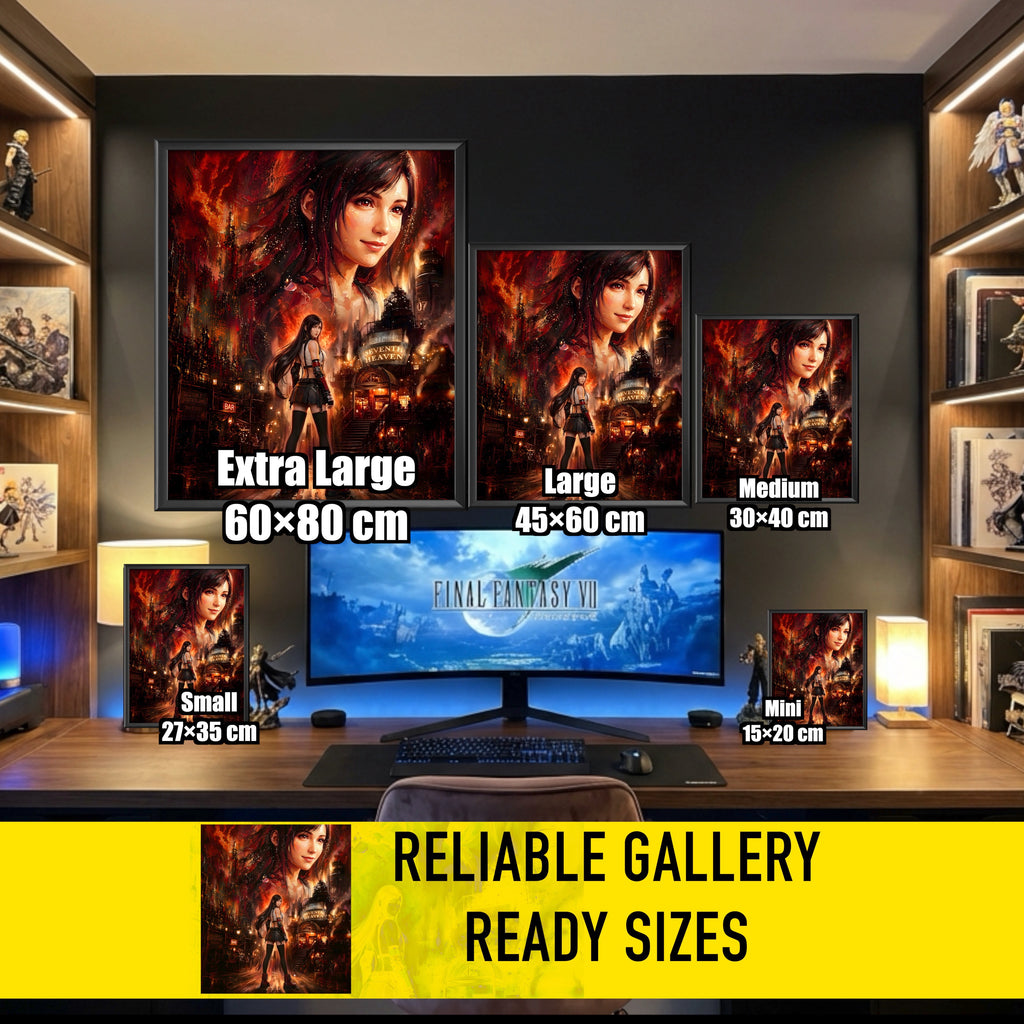 Final Fantasy VII Tifa Lockhart Poster | Story Spirit Series | Sector 7 Dreamfire Edition | JRPG Wall Art Print