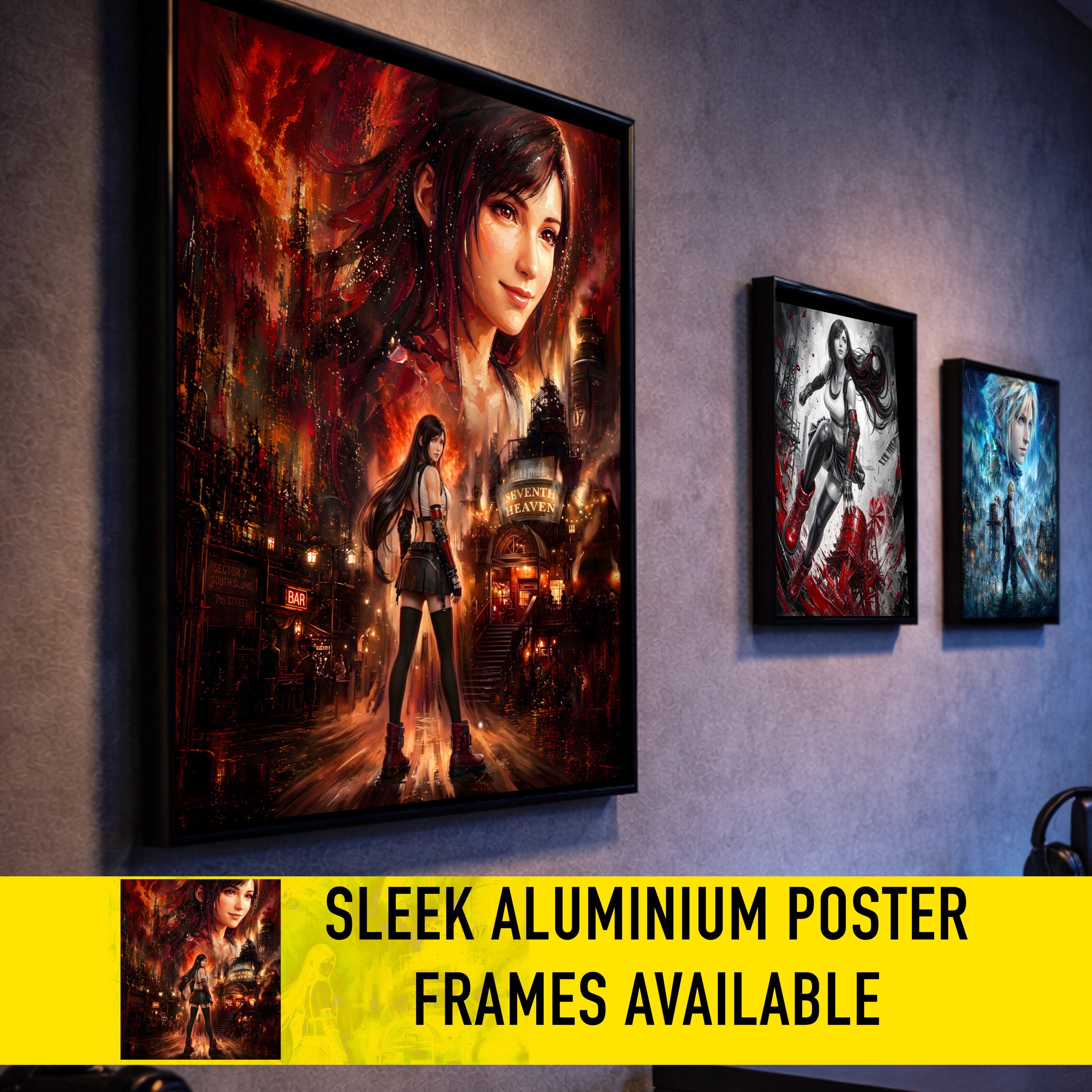Final Fantasy VII Tifa Lockhart Poster | Story Spirit Series | Sector 7 Dreamfire Edition | JRPG Wall Art Print