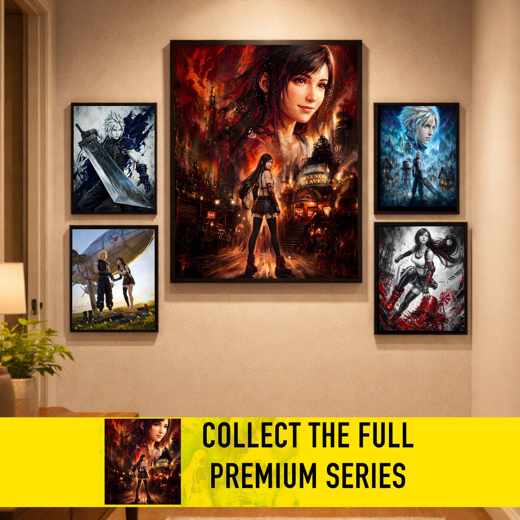 Final Fantasy VII Tifa Lockhart Poster | Story Spirit Series | Sector 7 Dreamfire Edition | JRPG Wall Art Print
