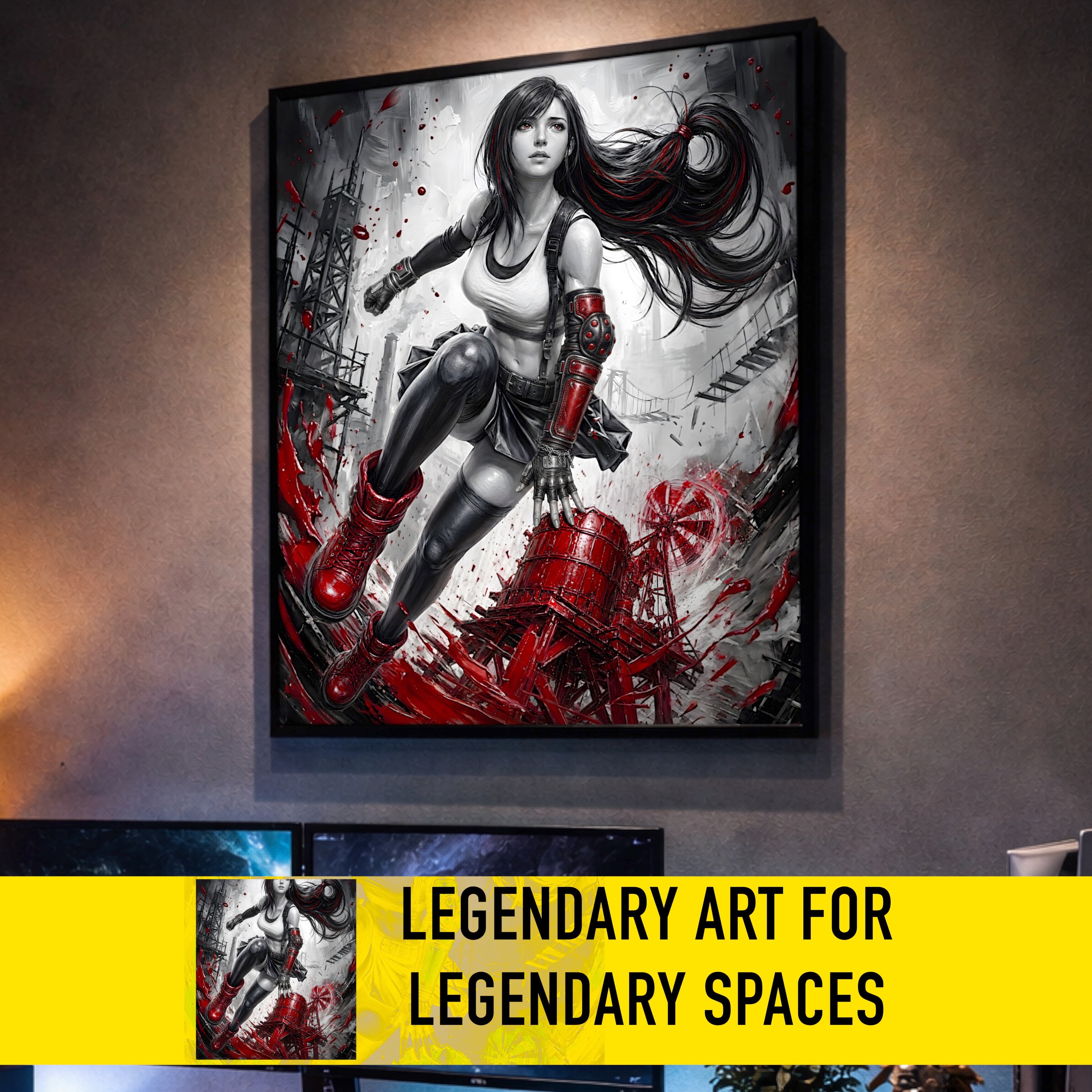 Tifa Lockhart Art Print – Monochrome Promise Edition | Final Fantasy VII Remake Rebirth Fine Art