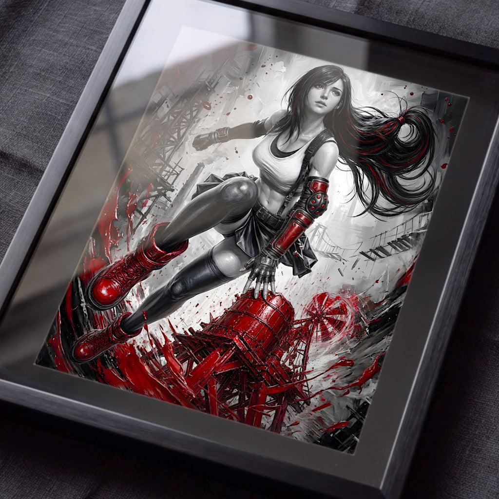 Tifa Lockhart Art Print – Monochrome Promise Edition | Final Fantasy VII Remake Rebirth Fine Art