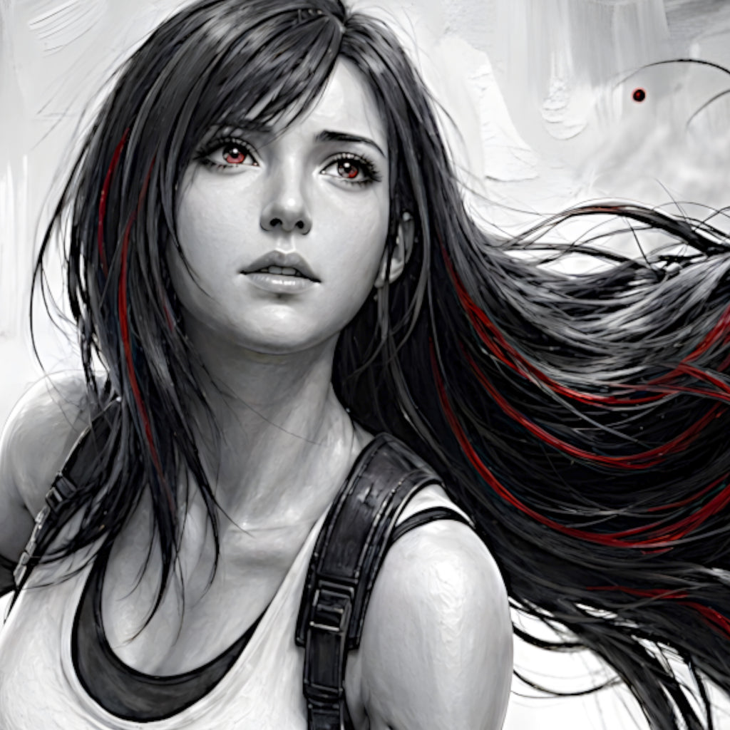 Tifa Lockhart Art Print – Monochrome Promise Edition | Final Fantasy VII Remake Rebirth Fine Art
