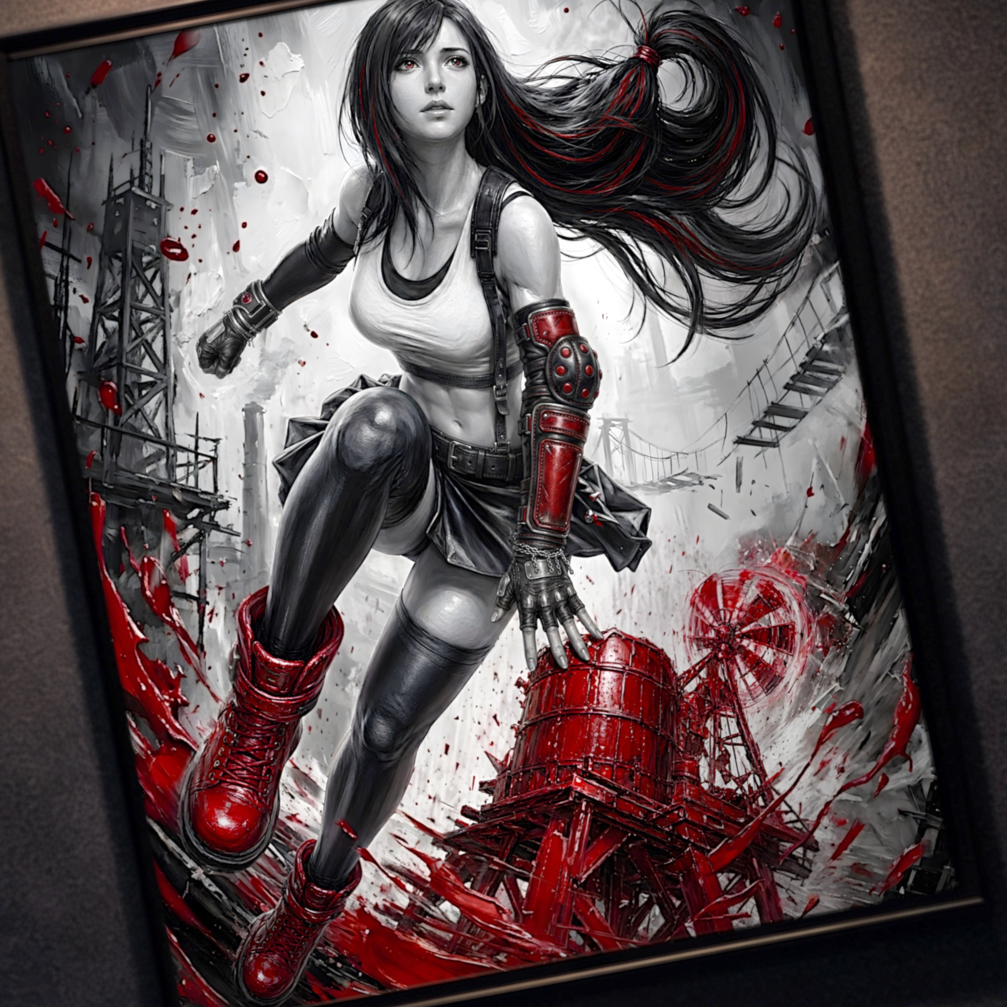 Tifa Lockhart Art Print – Monochrome Promise Edition | Final Fantasy VII Remake Rebirth Fine Art