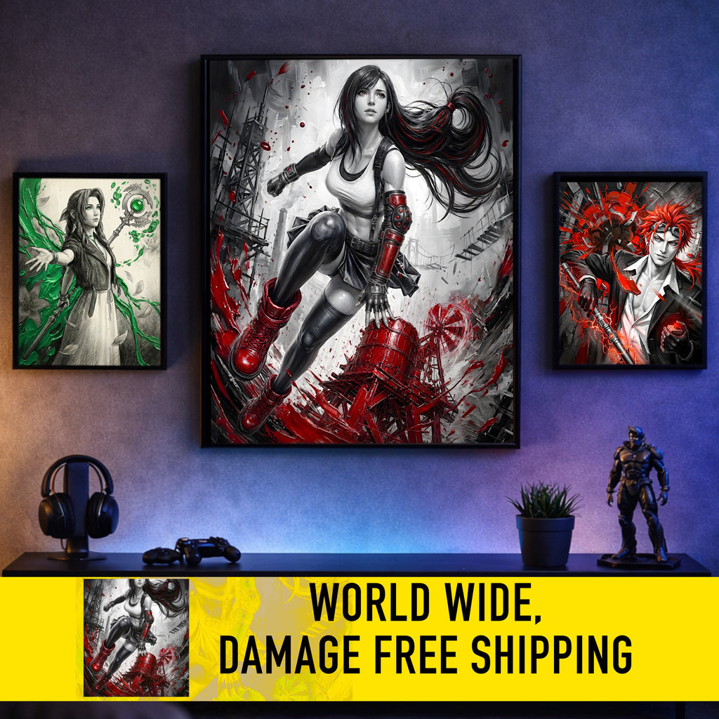 Tifa Lockhart Art Print – Monochrome Promise Edition | Final Fantasy VII Remake Rebirth Fine Art