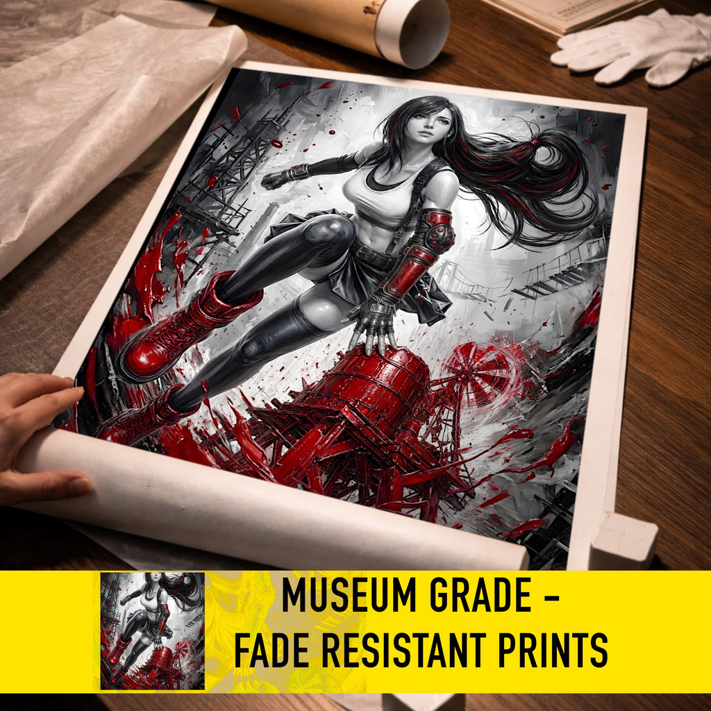 Tifa Lockhart Art Print – Monochrome Promise Edition | Final Fantasy VII Remake Rebirth Fine Art