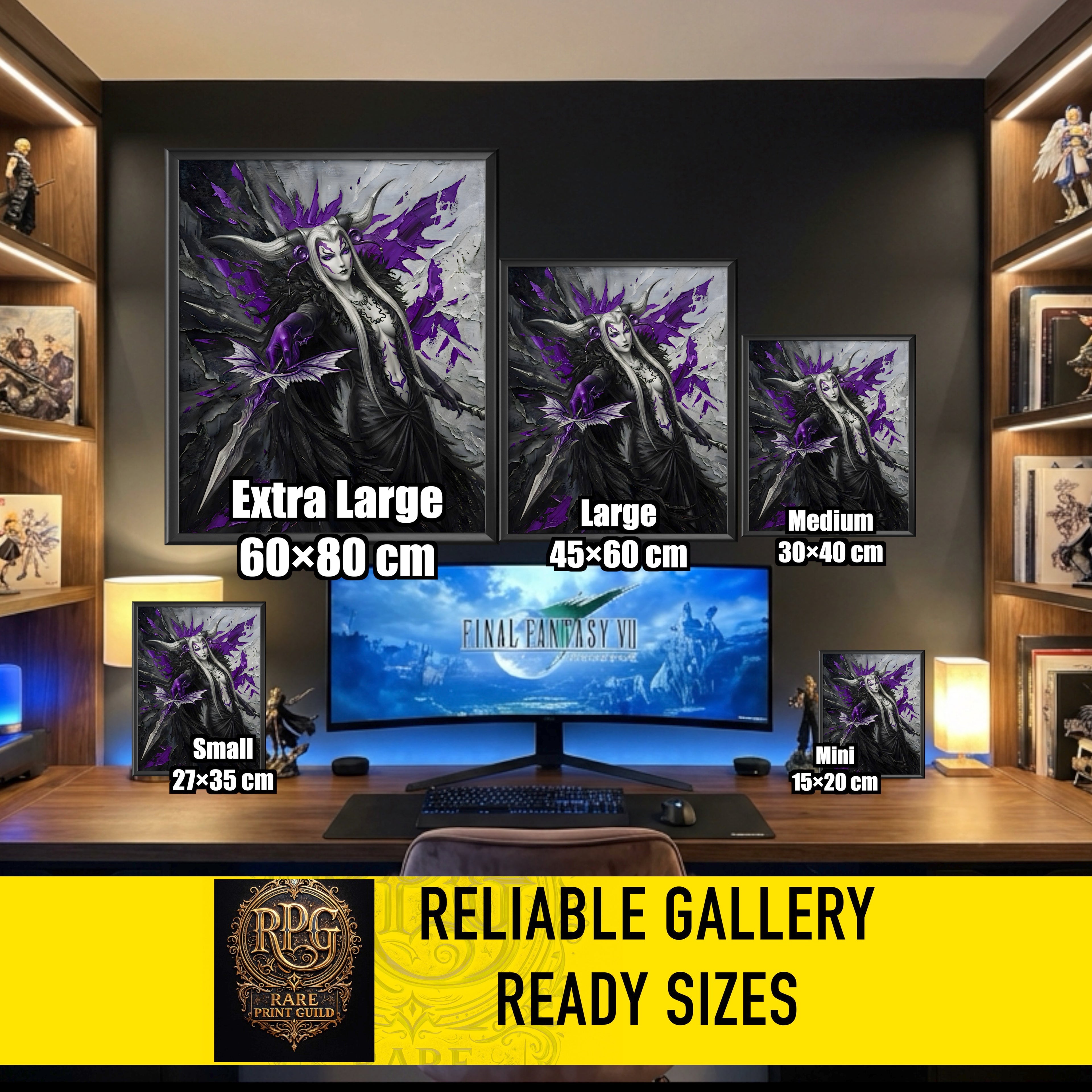 Ultimecia Monochrome Art Print | Final Fantasy VIII Villain Portrait | Dark Fantasy Luxury Poster