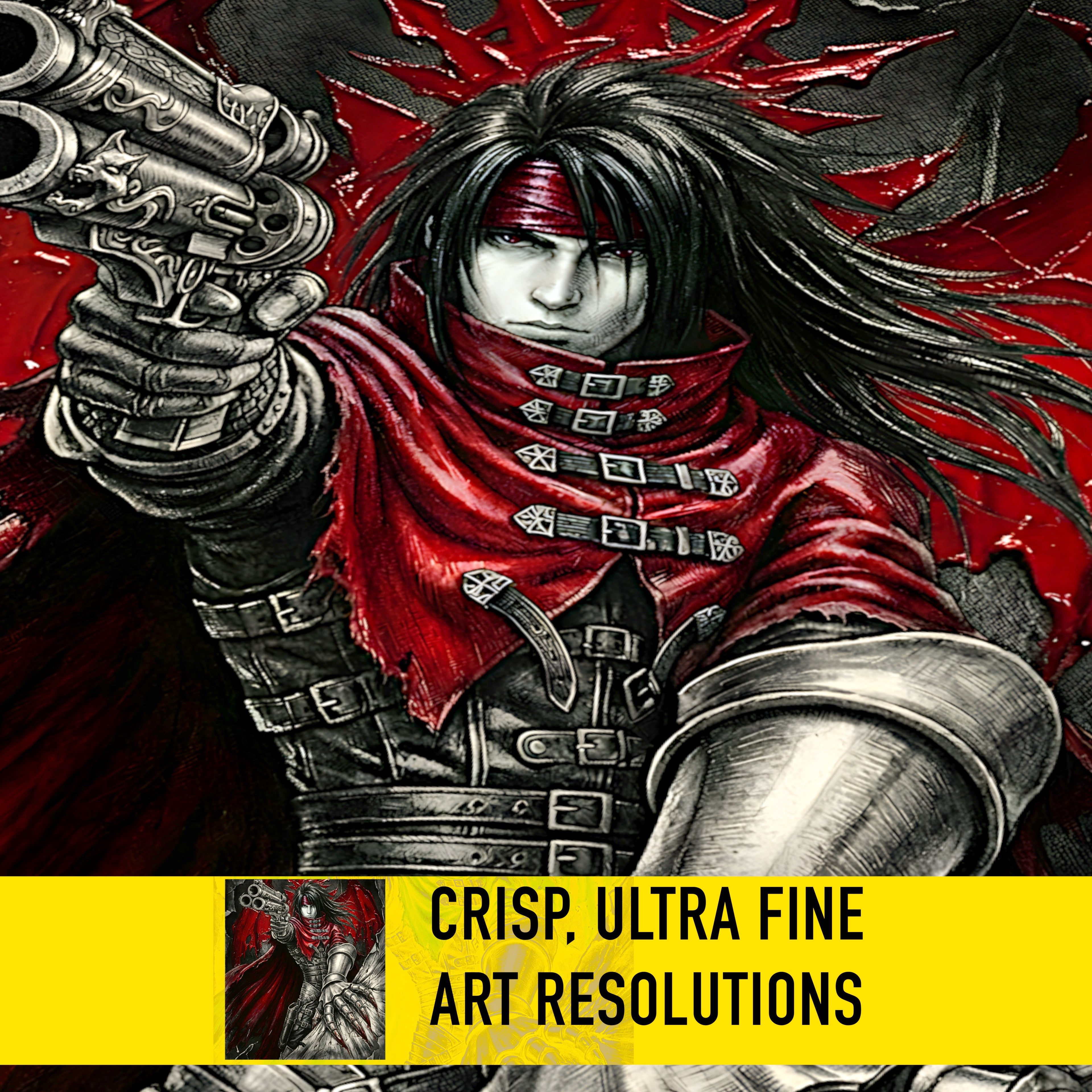 Vincent Valentine Final Fantasy VII Remake Rebirth Monochrome Art Print – FF7 Fine Art Poster